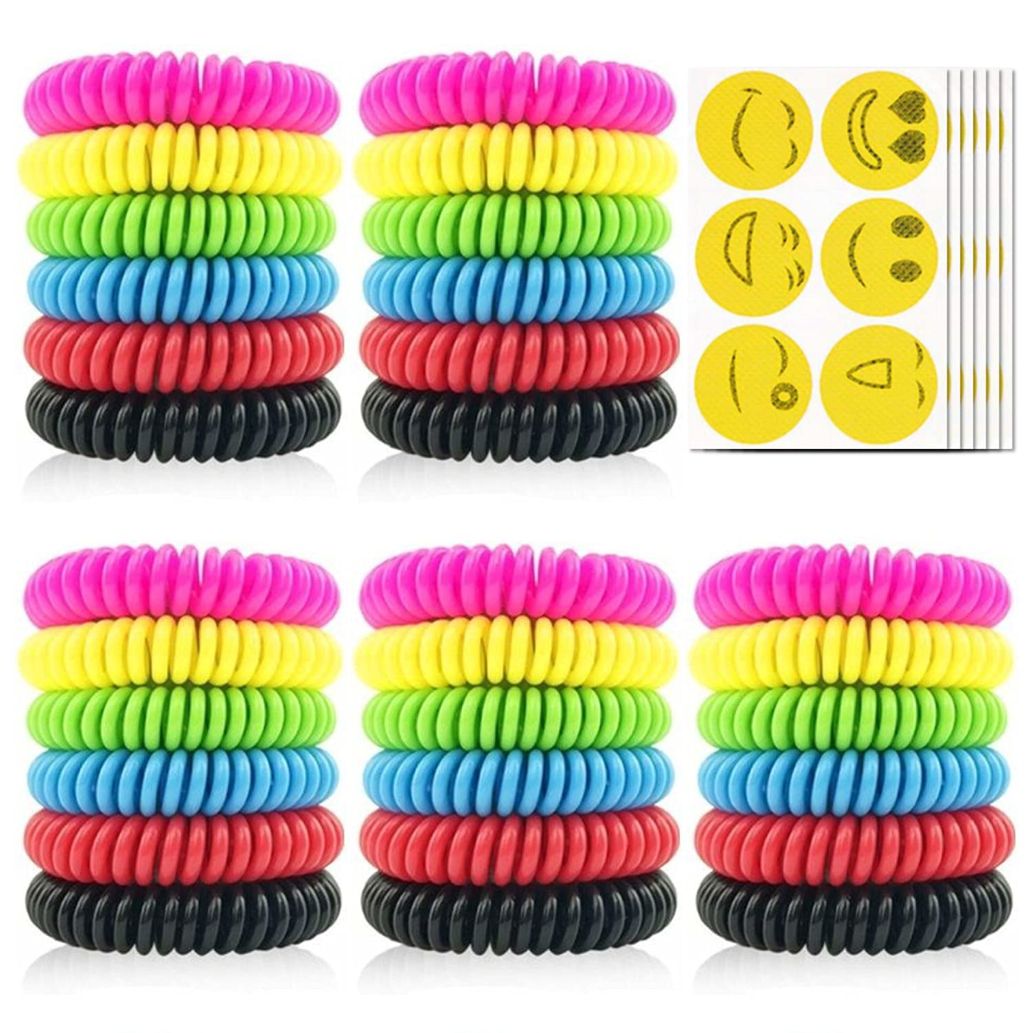 30 Pack Mosquito Repellent Bracelets - Waterproof DEET-Free Wristbands for Kids & Adults with 36 Mosquito Repellent Stickers - Individually Wrapped for Outdoor Camping, Hiking, Travel and Backyard Activities