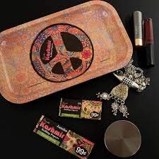 Kashmir Mini Rolling Metal Accessories with Peace Sign Design - Portable, Durable & Easy to Clean for Travel, Office & Home Organization | Perfect for Jewelry, Keys & Small Items