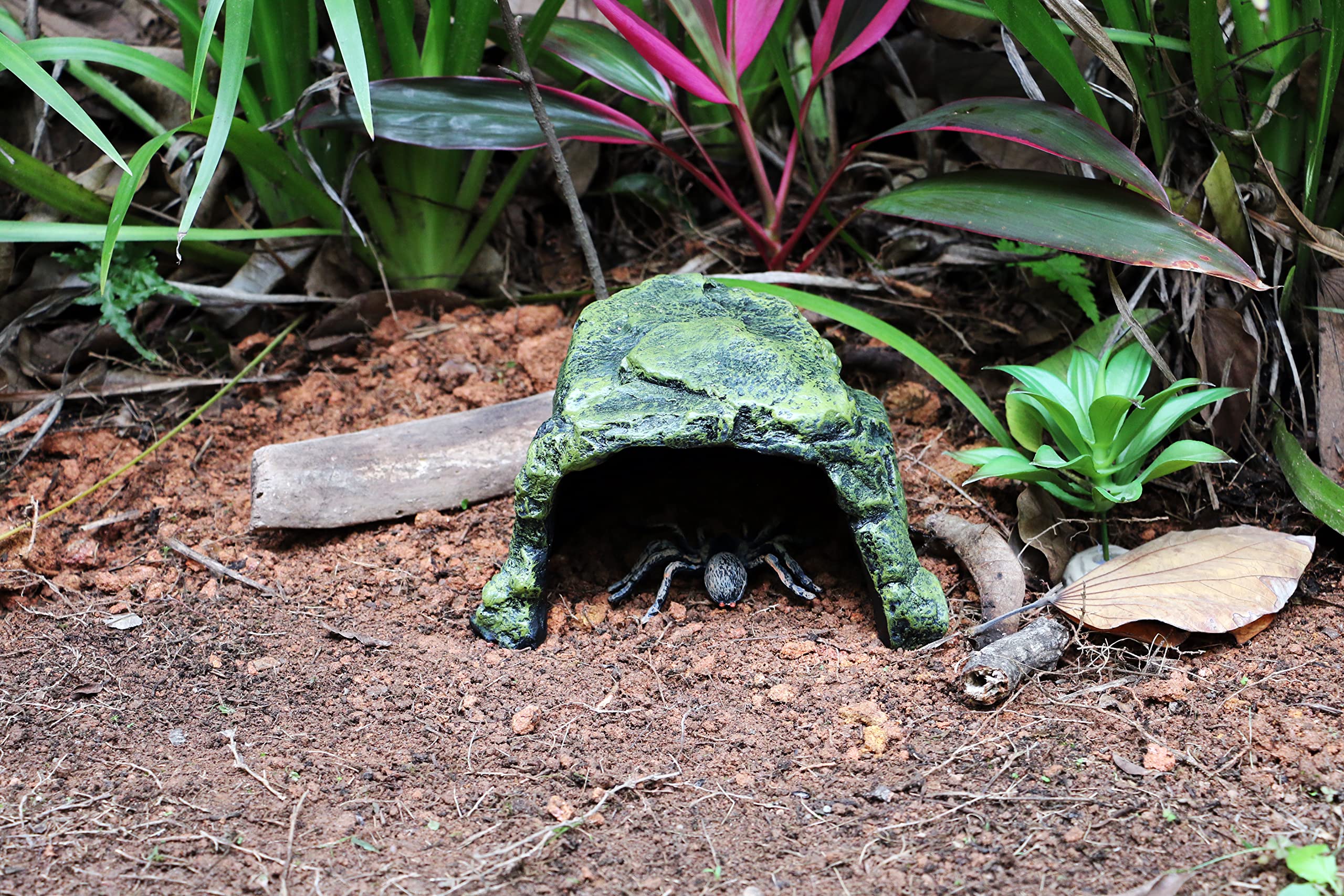 Premium Reptile Hide Cave - Natural Rock Hiding Place for Lizards, Snakes, Frogs, Turtles & Bearded Dragons | Large Terrarium Decor (6.7