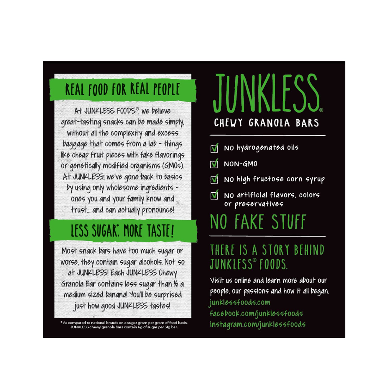 Junkless Oats & Honey Chewy Granola Bars - Low Sugar, Healthy Snack, 1.1oz Bars (6 Pack) - Perfect for School Lunches, Hiking & On-the-Go Energy