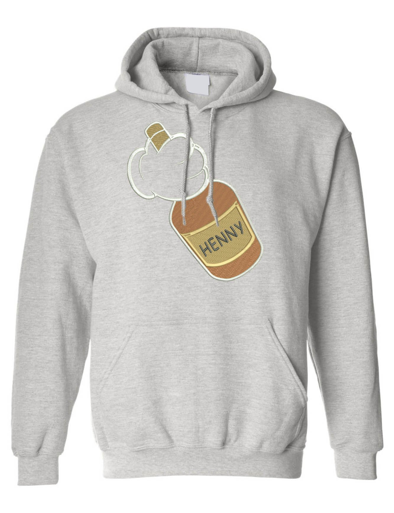 Trendy Mickey Mouse Hands & Henny Embroidered Hoodie for Adults - Casual Streetwear & Disney Fan Fashion for Everyday Wear, Parties, and Gifts