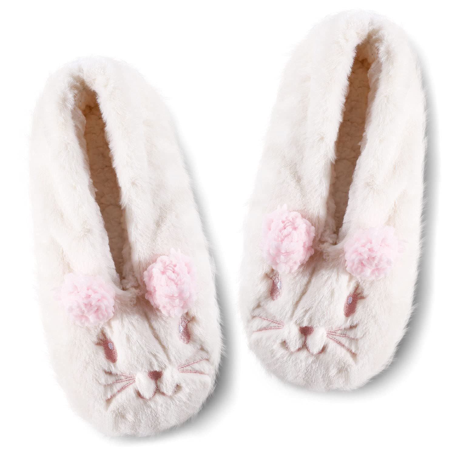 Cozy Fuzzy Cat Slipper Socks for Women - Non-Slip Sherpa House Socks with Grippers | Warm Winter Indoor/Outdoor Footwear for Women & Girls | Perfect for Lounge, Sleep & Home Comfort