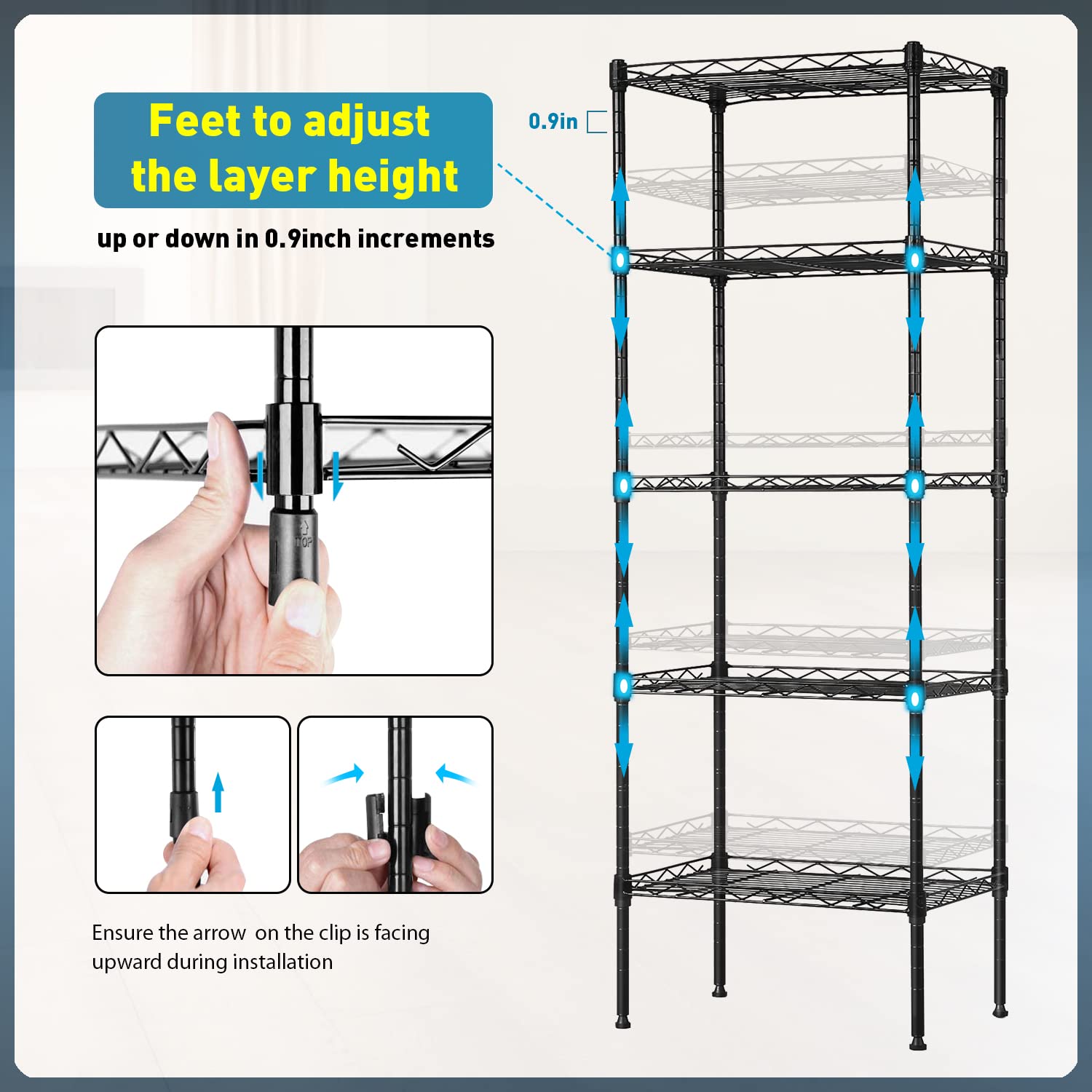 Adjustable NSF-Certified Metal Wire Shelving Unit - 16.7