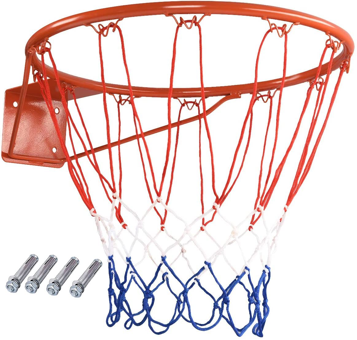WILDAURORA Heavy Duty Steel Basketball Hoop & Net - Wall Mounted Indoor/Outdoor Basketball Goal with All-Weather Net for Driveway, Backyard & Gym Use