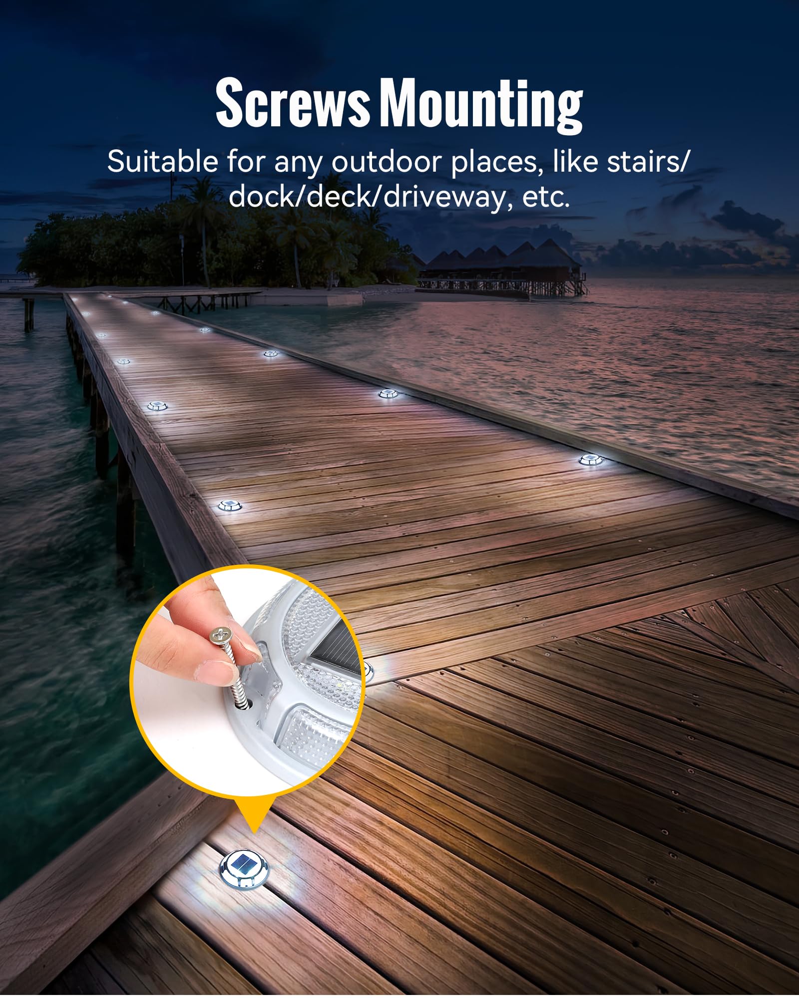 Solar Powered LED Driveway Lights - Waterproof Outdoor Solar Deck Lights (4 Pack, Blue & White) for Pathway, Stairs, Steps - Perfect for Garden, Patio, and Landscape Lighting at Night