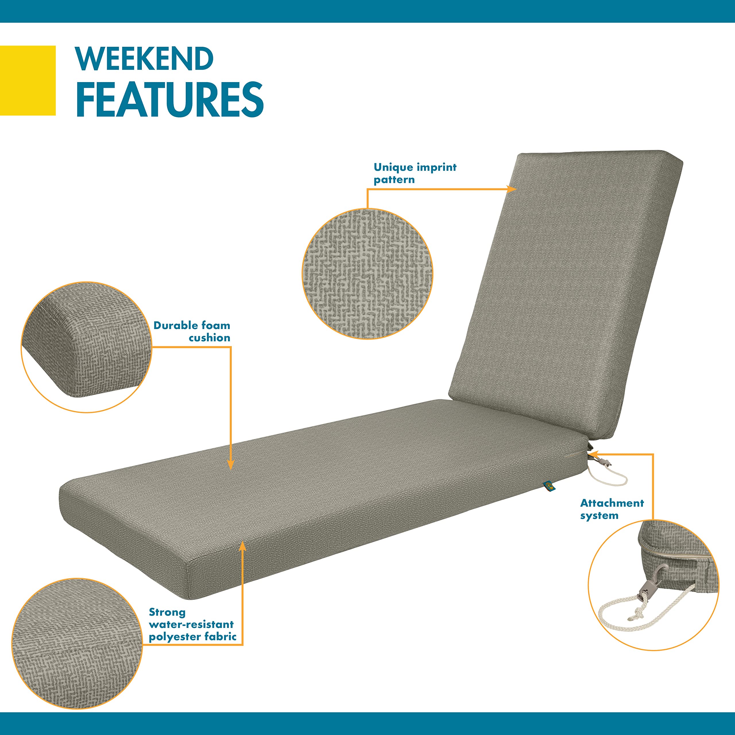 Waterproof Duck Covers Weekend Outdoor Chaise Lounge Cushion - 80