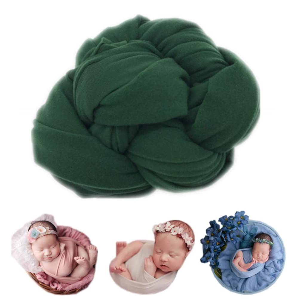 Premium Newborn Baby Photo Props Blanket - Stretchable Wrinkle-Free Milk Velvet Swaddle Wrap for Boys & Girls Photography - Dark Green - Perfect for Newborn Photo Shoots, Baby Showers & First Birthday Portraits
