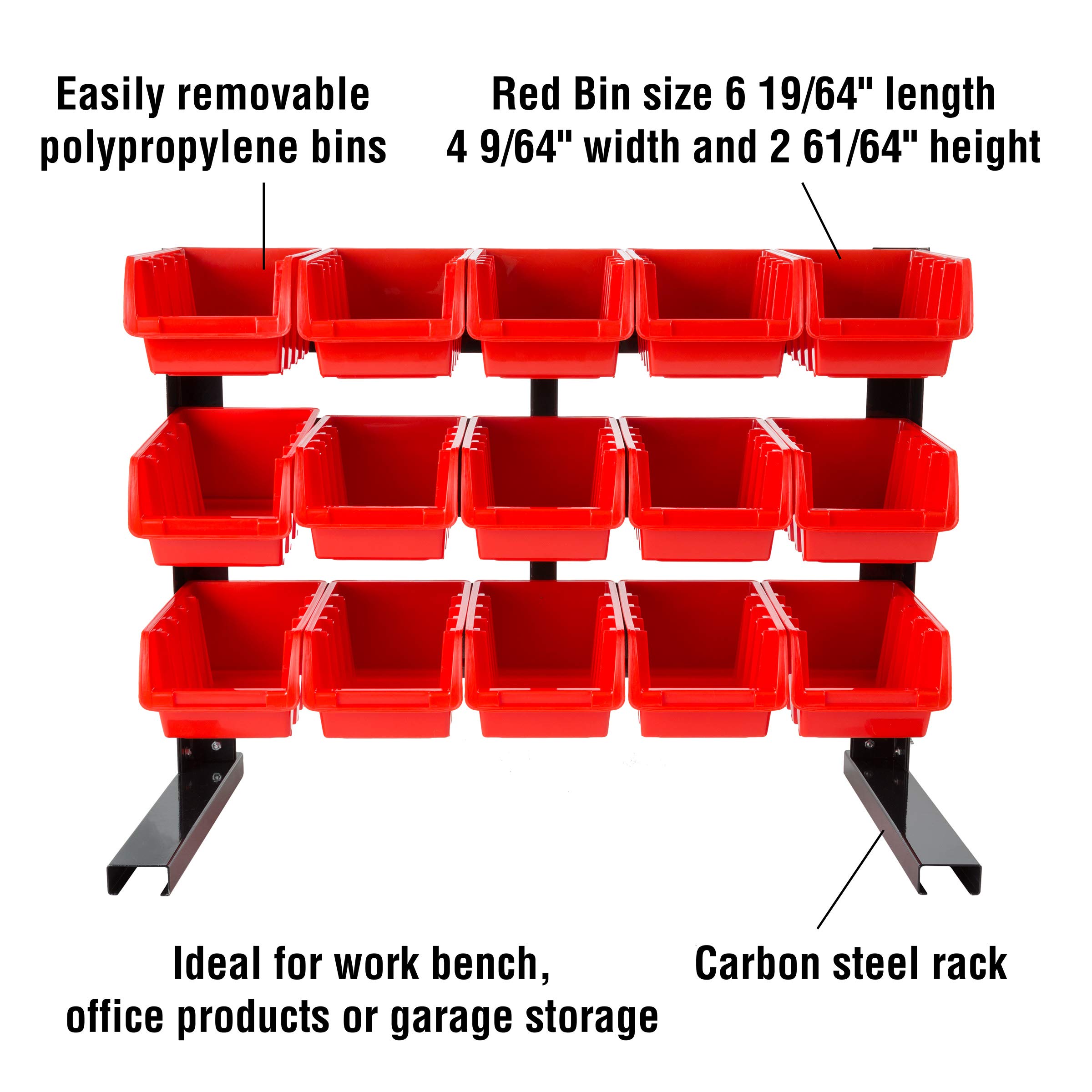 Stalwart 15 Bin Storage Rack Organizer - Heavy Duty Carbon Steel with Stackable Plastic Drawers for Tools, Hardware, Crafts & Office Supplies | Garage, Workshop & Home Organization Solution
