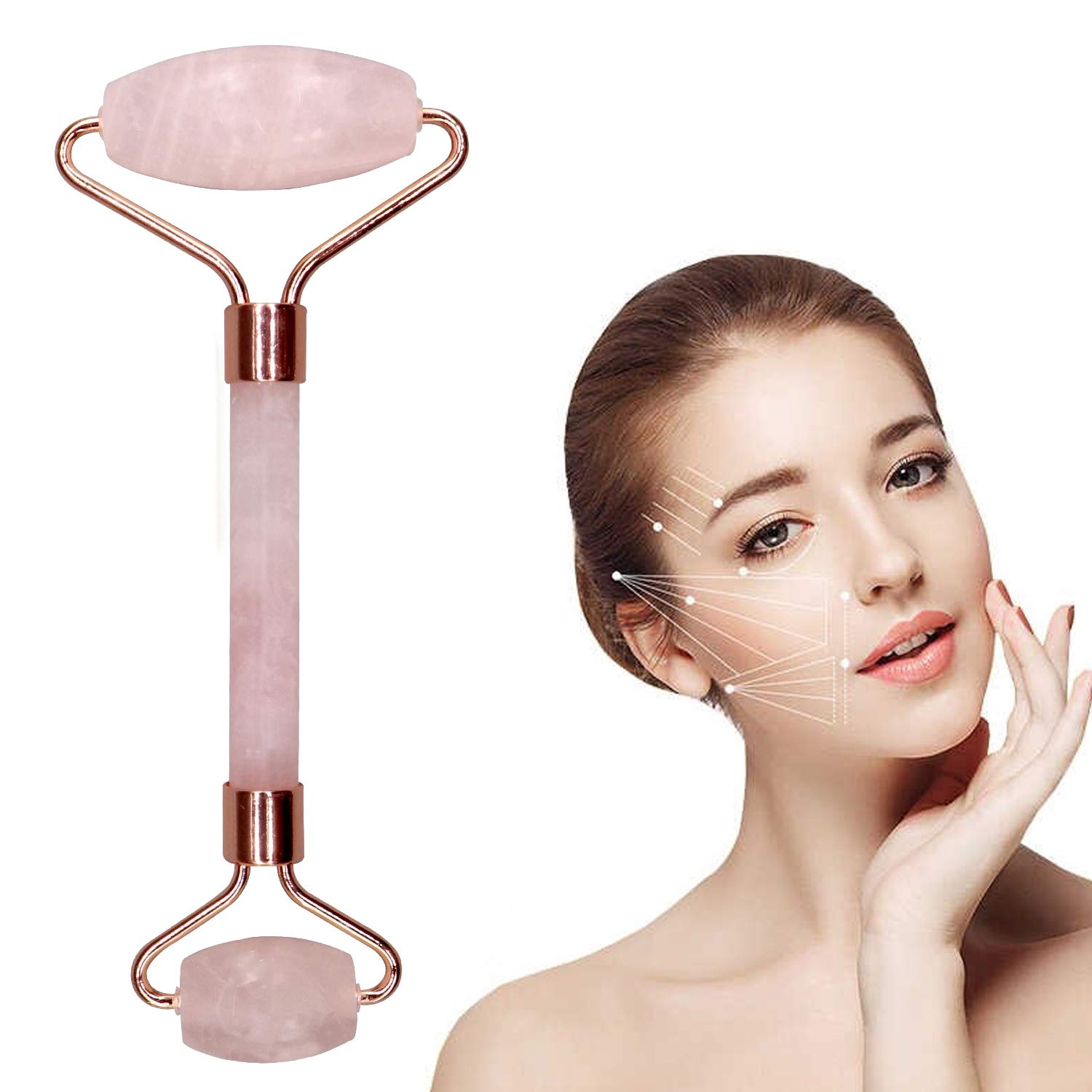 100% Natural Jade Roller for Face & Neck - Double Sided Facial Massage Tool for Toning, Firming & Serum Application | ORILEY MXD7-6 | Beauty & Skincare Essential for Relaxation & Anti-Aging