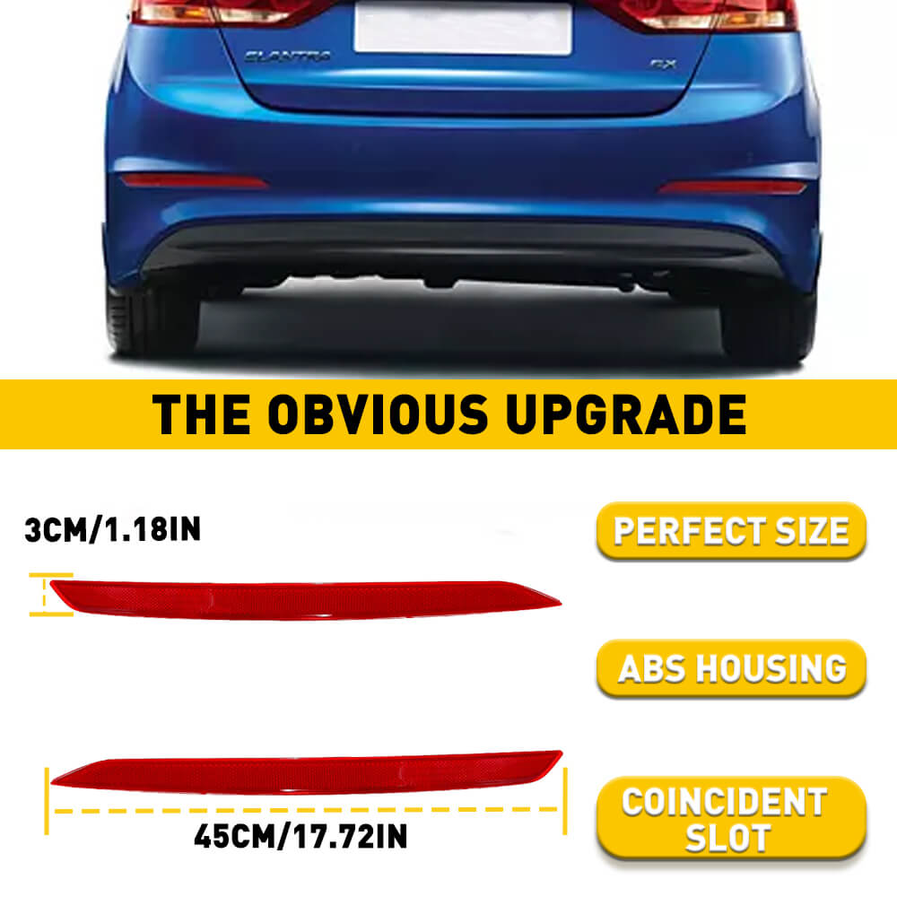 2017-2018 Hyundai Elantra Rear Bumper Reflector - Left & Right Side Replacement Parts for Improved Night Visibility | Perfect for Parking Safety and Roadside Emergencies
