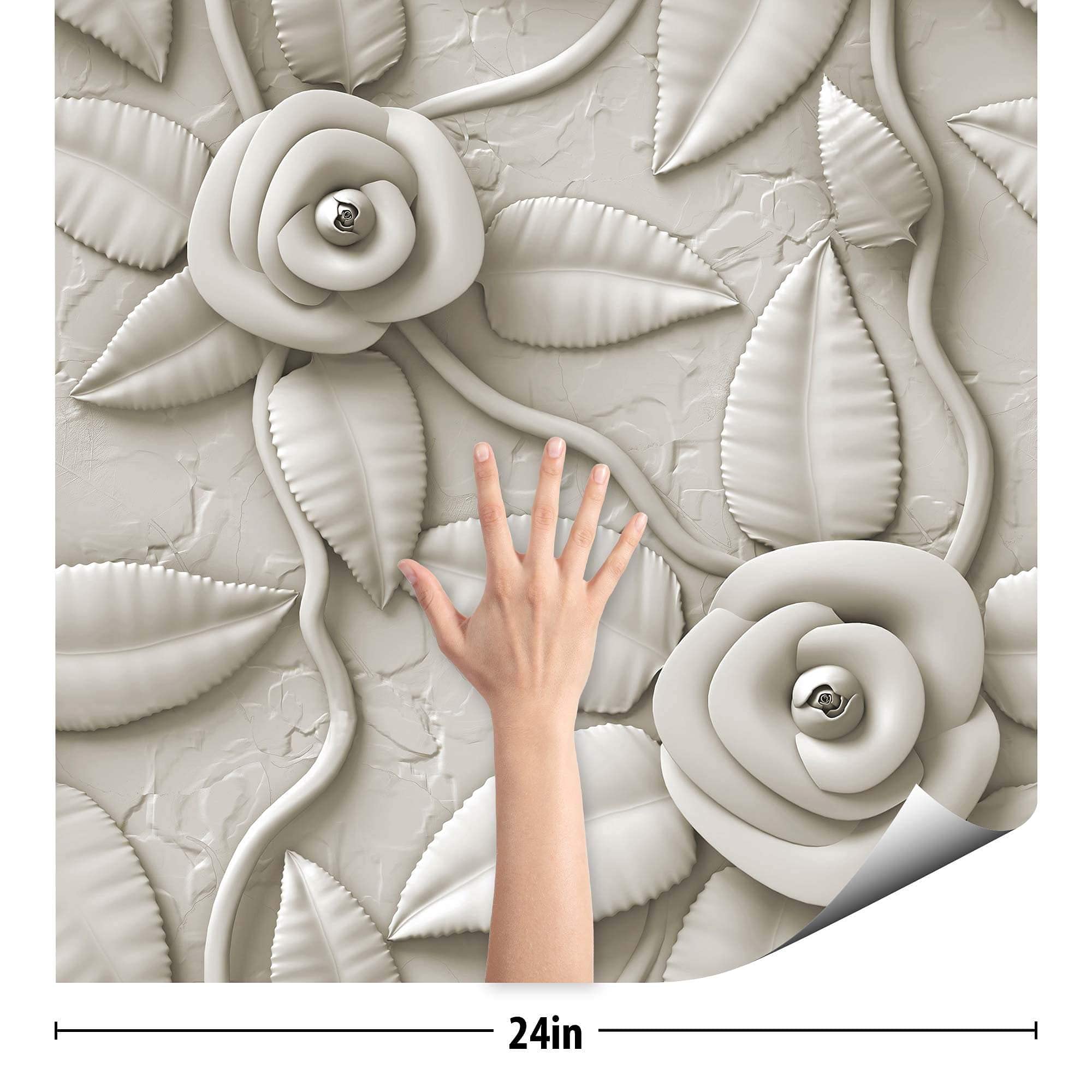 SpeedWallpaper Grey Rose Peel and Stick Removable Wallpaper 6967 - Self-Adhesive Wallpaper for Bedroom, Living Room, and Office Decor