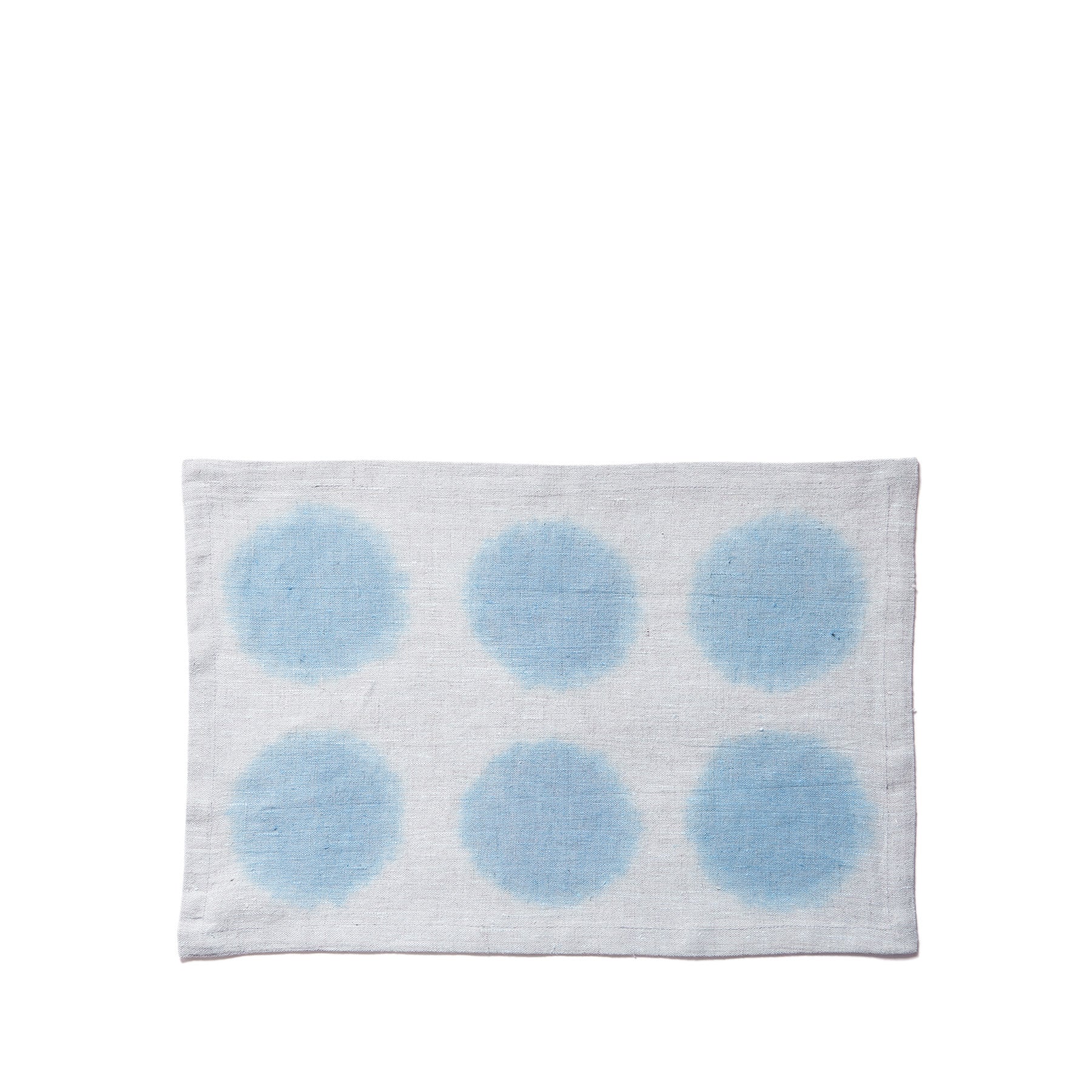 Hand Painted Linen Circle Placemat - Glacier Blue - Eco-Friendly Table Decor for Dining Room, Kitchen, or Party Setting