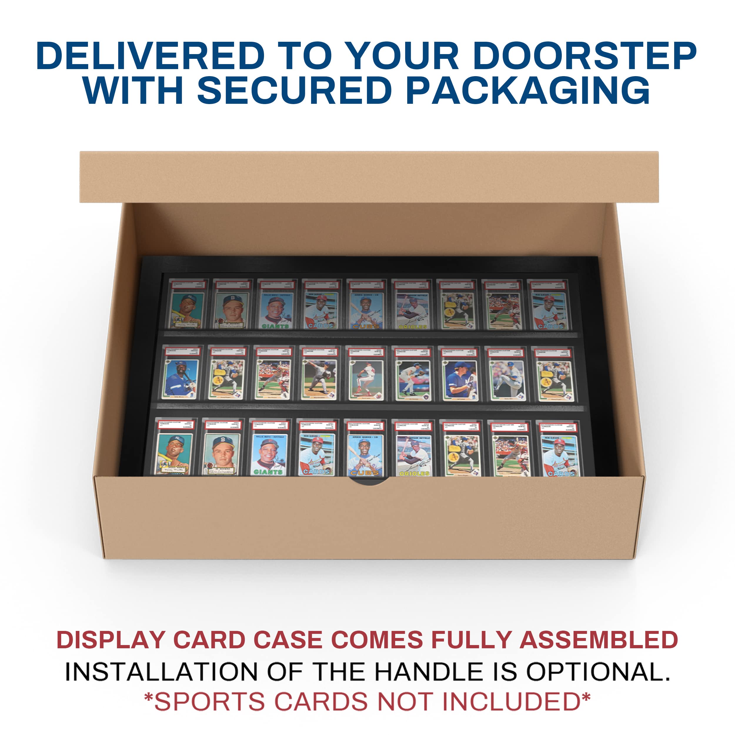 Baseball Card Display Case - 36 Graded Sports Card Frame with Lock & UV Protection | PSA Certified Case for Pokemon, Football & Basketball Cards | Perfect for Collectors & Home Decor