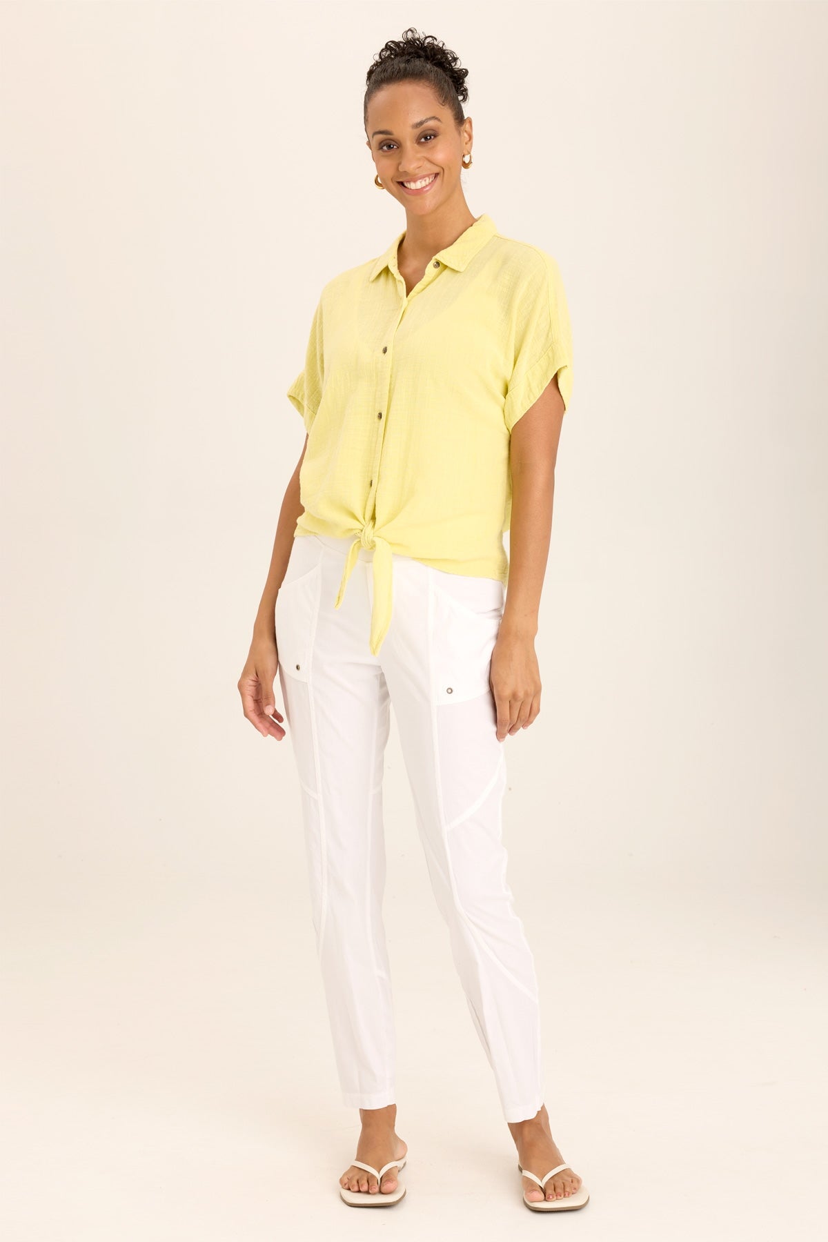Gauze Teagan Tie Top Women's Casual Blouse - Perfect for Summer Outfits, Beach Wear & Boho Fashion