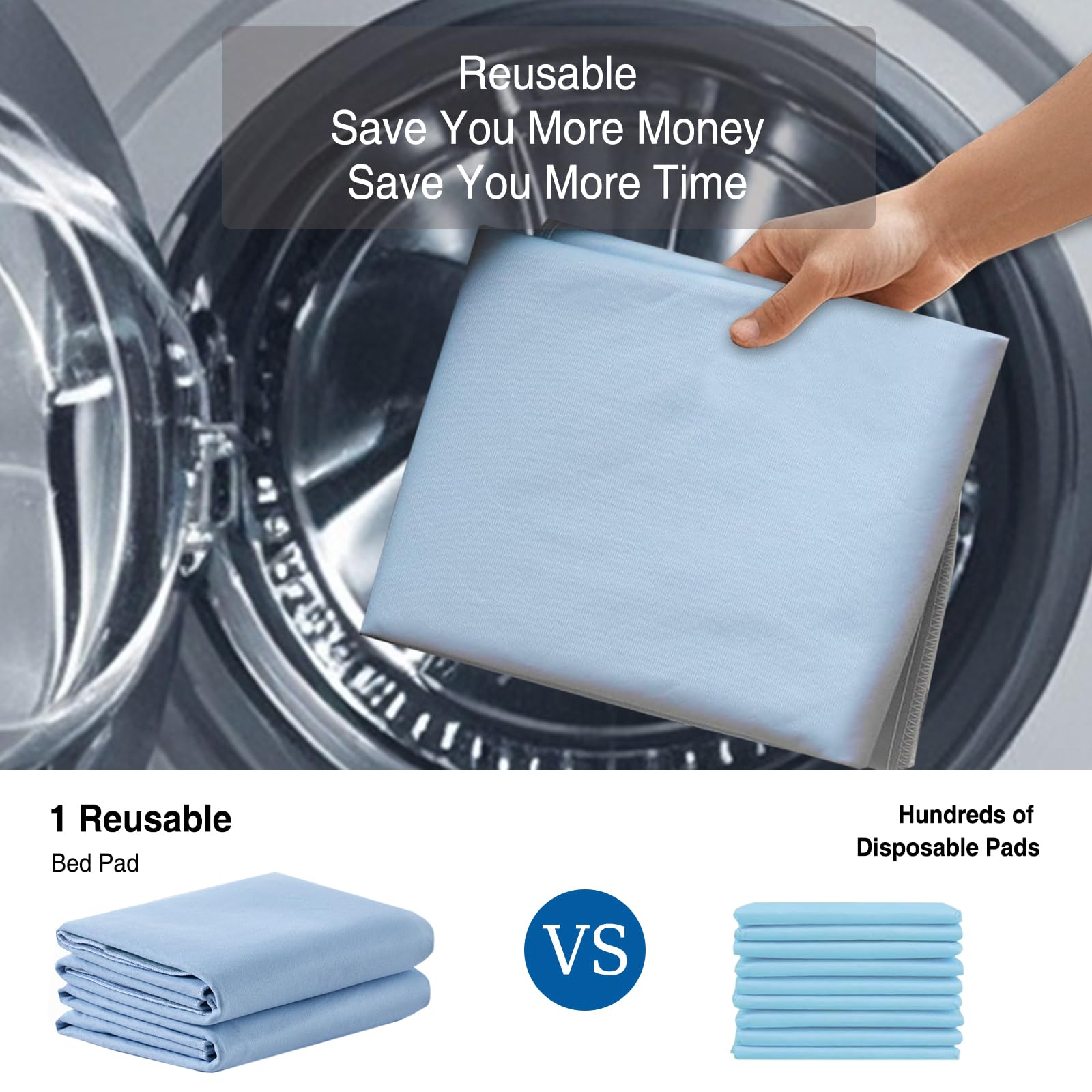 Washable Reusable Incontinence Pads - Heavy Absorbency Waterproof Underpads for Adults, Elderly, Kids & Pets - Bed, Couch, Sofa & Furniture Protector (34x36 Inch, Pack of 4) - Ideal for Home Care, Hospital Use & Travel