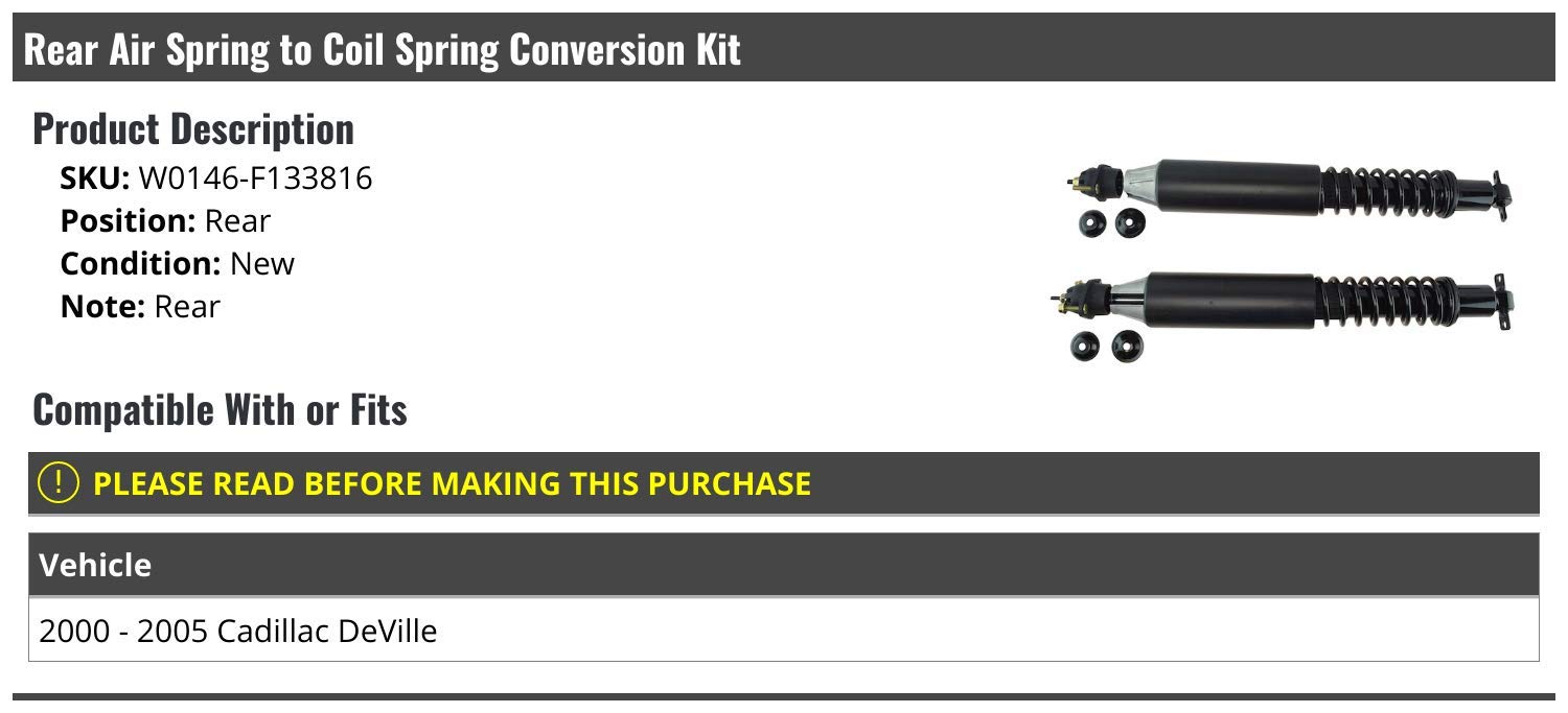 Cadillac DeVille Rear Air Spring to Coil Spring Conversion Kit (2000-2005) - Heavy Duty Suspension Upgrade for Smoother Ride & Improved Handling - Perfect for DIY Repairs & Classic Car Restoration Projects
