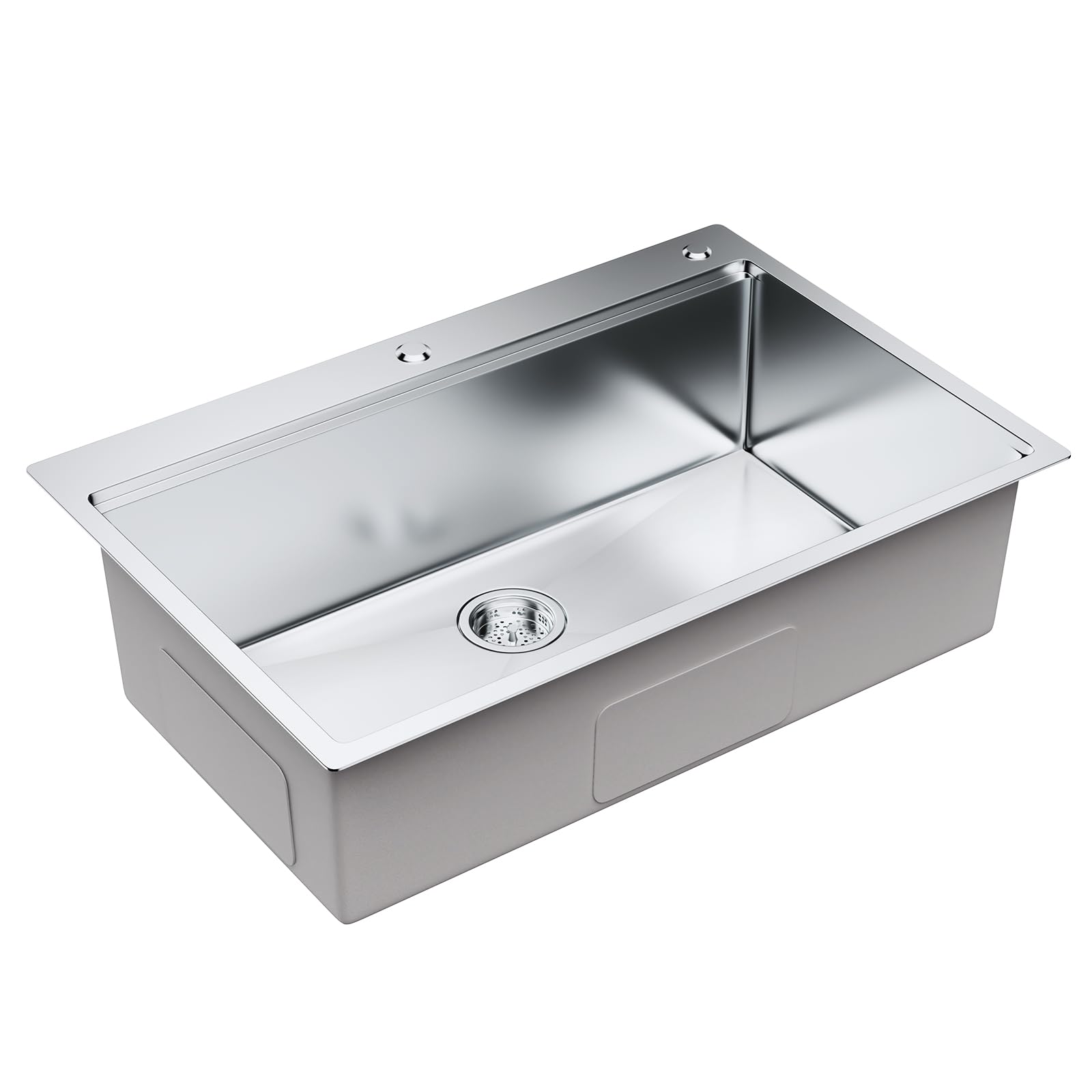VEVOR 33 Inch 304 Stainless Steel Drop-In Kitchen Sink - Single Bowl Top Mount Sink with Drainboard & Accessories - Perfect for Home Kitchen, RV, Bar Prep & Dishwashing Station - Durable Workstation Sink for Commercial & Residential Use