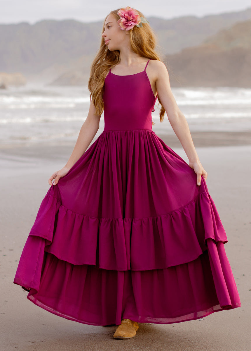 Catrin Dress in Berry - Elegant Floral Print Women's Dress for Casual Wear, Parties & Date Nights