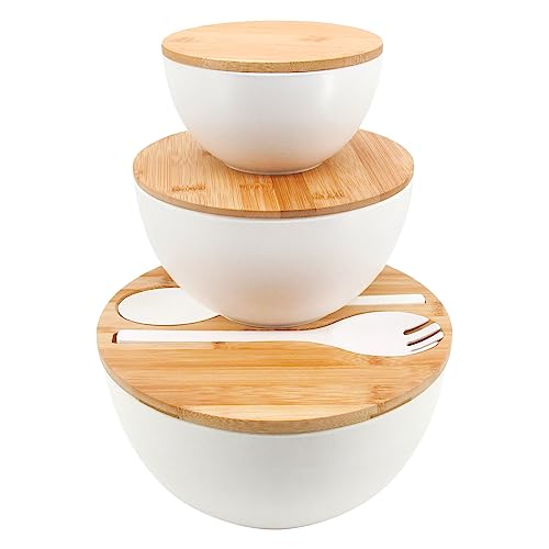 White with Bamboo Lid & Serving Utensils