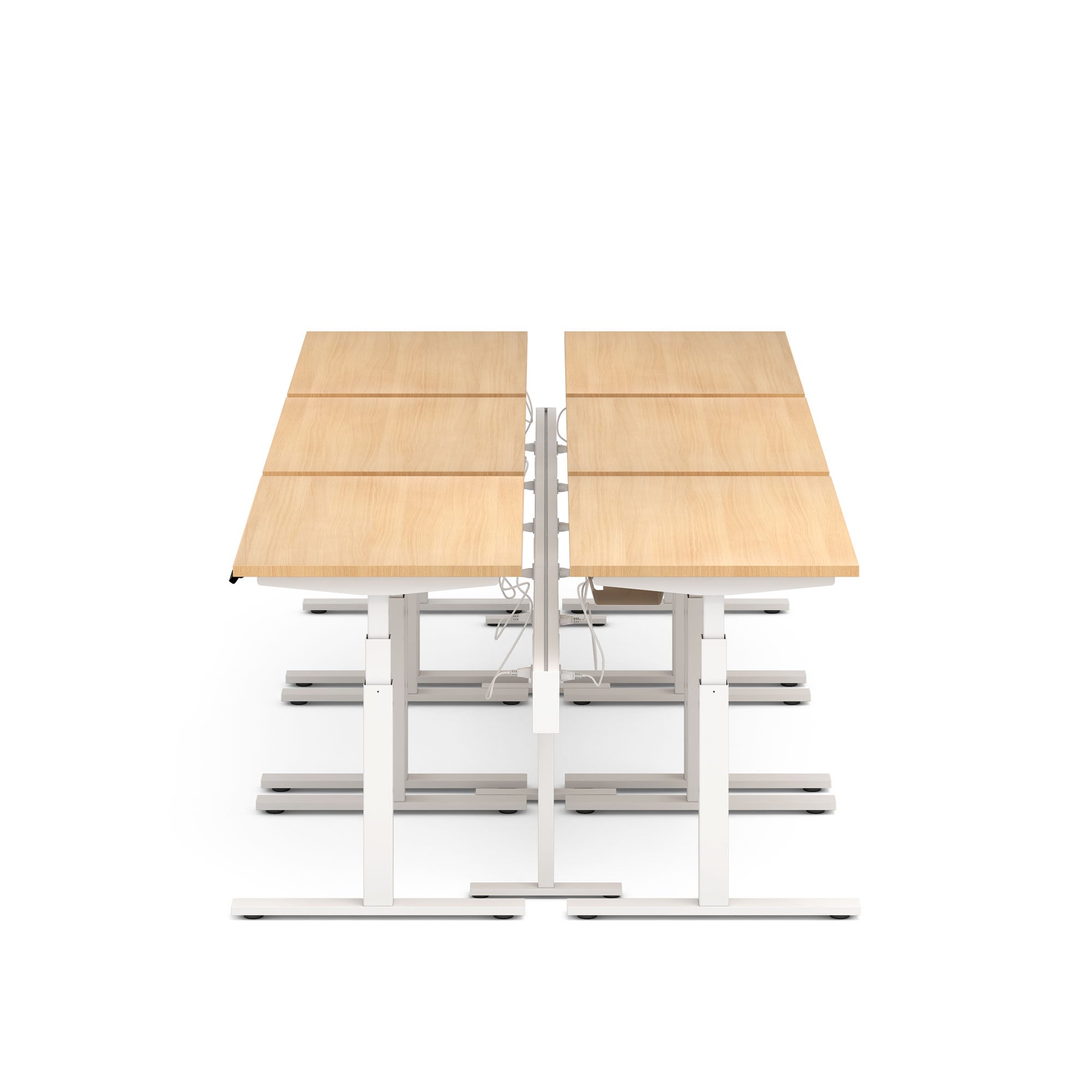 L-Shaped Office Desk for 6 People with Built-in Power Outlets - Perfect for Conference Rooms, Coworking Spaces & Home Offices