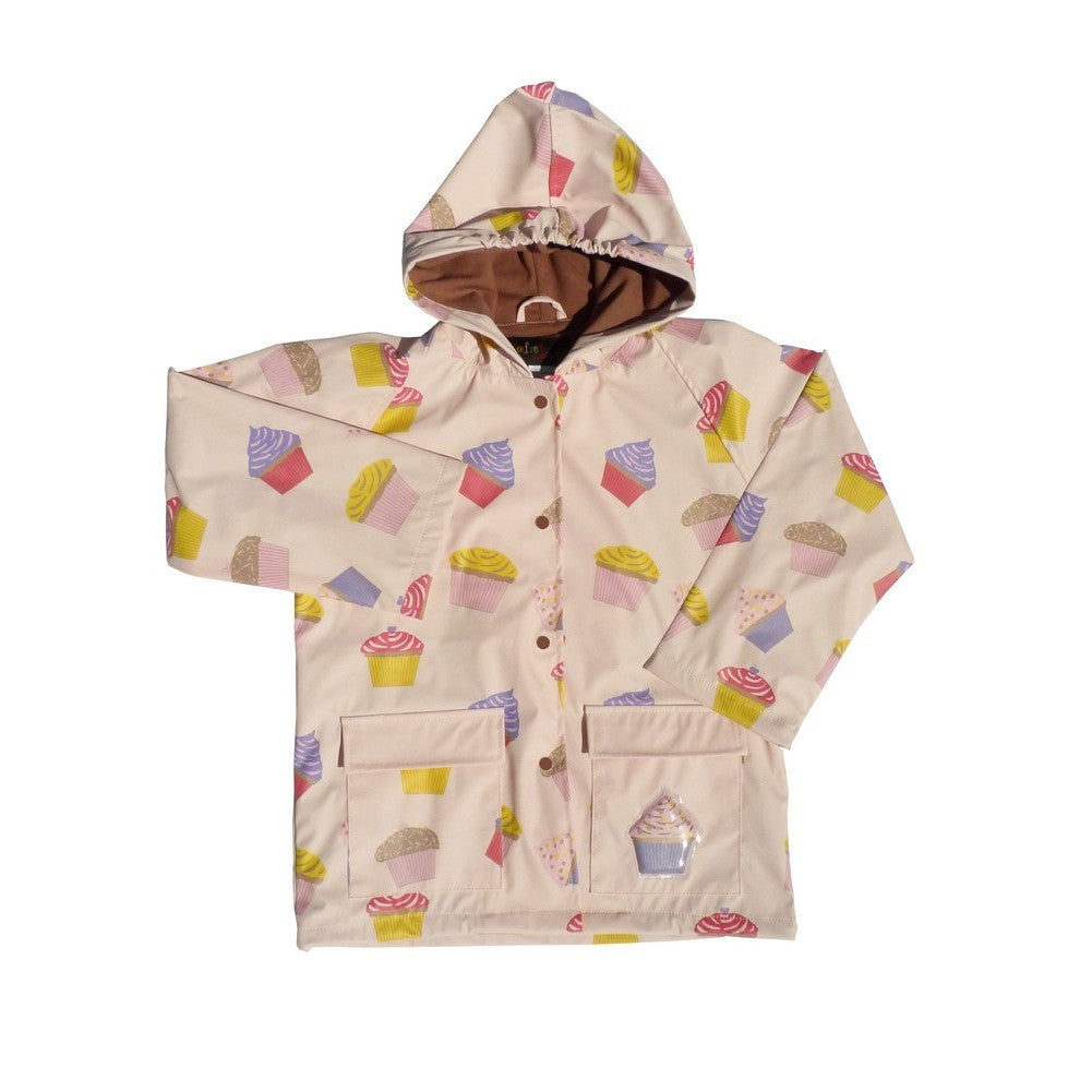 Big Girls Pink Cupcakes Print Raincoat - Waterproof Hooded Jacket for Ages 8-10 | Perfect for School, Playdates & Outdoor Adventures