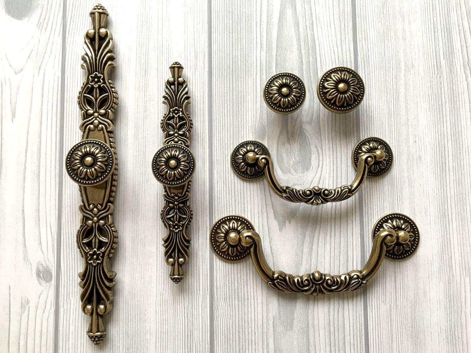 Vintage Bronze Dresser Knobs - Antique Drawer Pulls for Rustic Kitchen Cabinets & Furniture Hardware