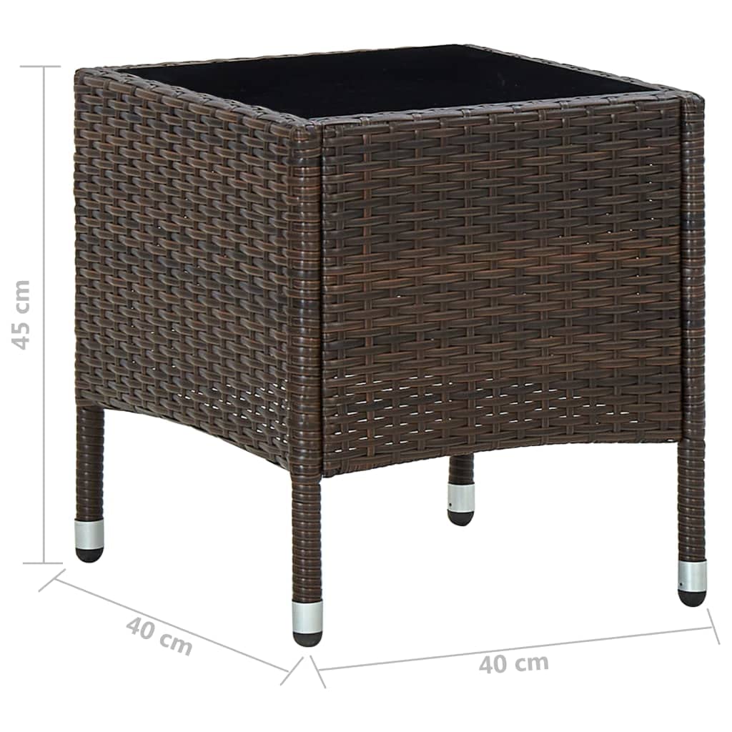 Brown Poly Rattan Outdoor Patio Table 15.7