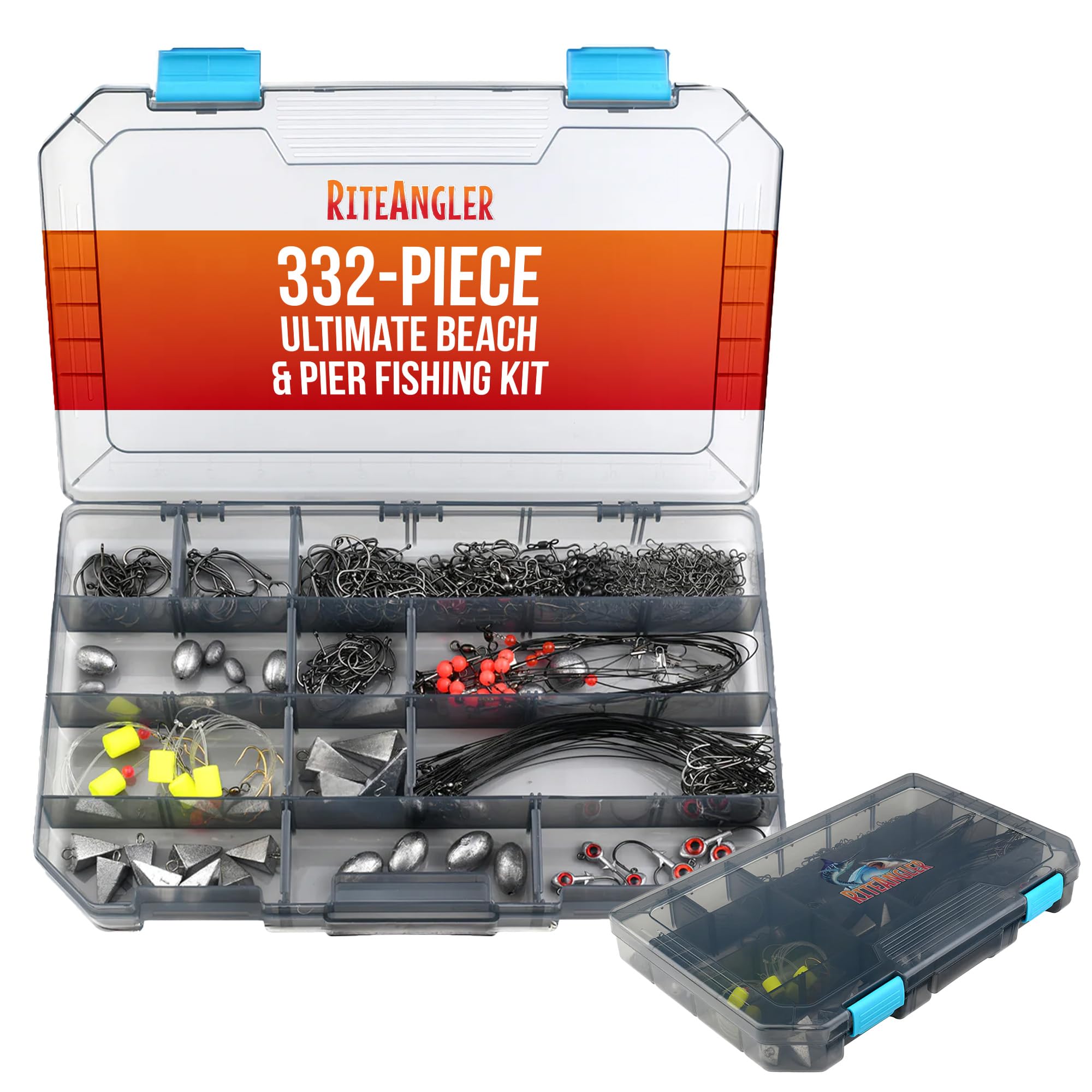 Charlie's Worms 332-Piece Ultimate Fishing Kit with Lures, Hooks & Bait Accessories - Complete Starter Tackle Box for Freshwater & Saltwater Fishing - Perfect for Beach, Pier, Boat & Shore Fishing for Teens & Adults