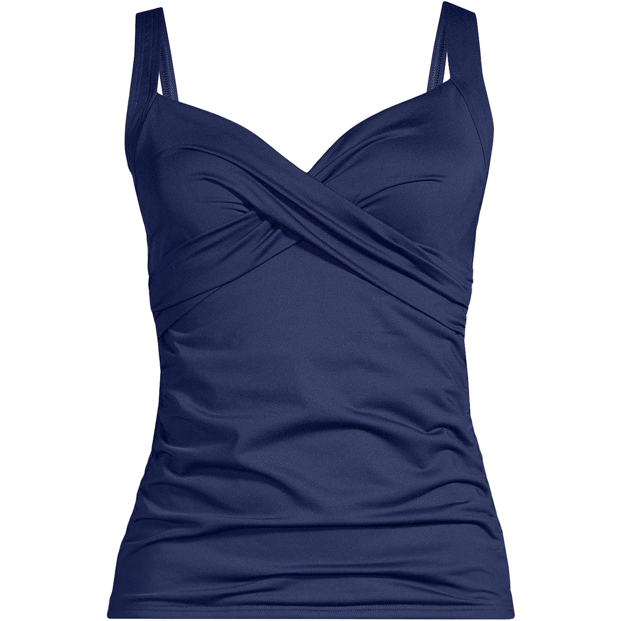 Lands' End Women's Wrap Underwire Tankini Top Swimsuit - Comfortable Swimwear for Beach, Pool & Vacation | Plus Size Options Available