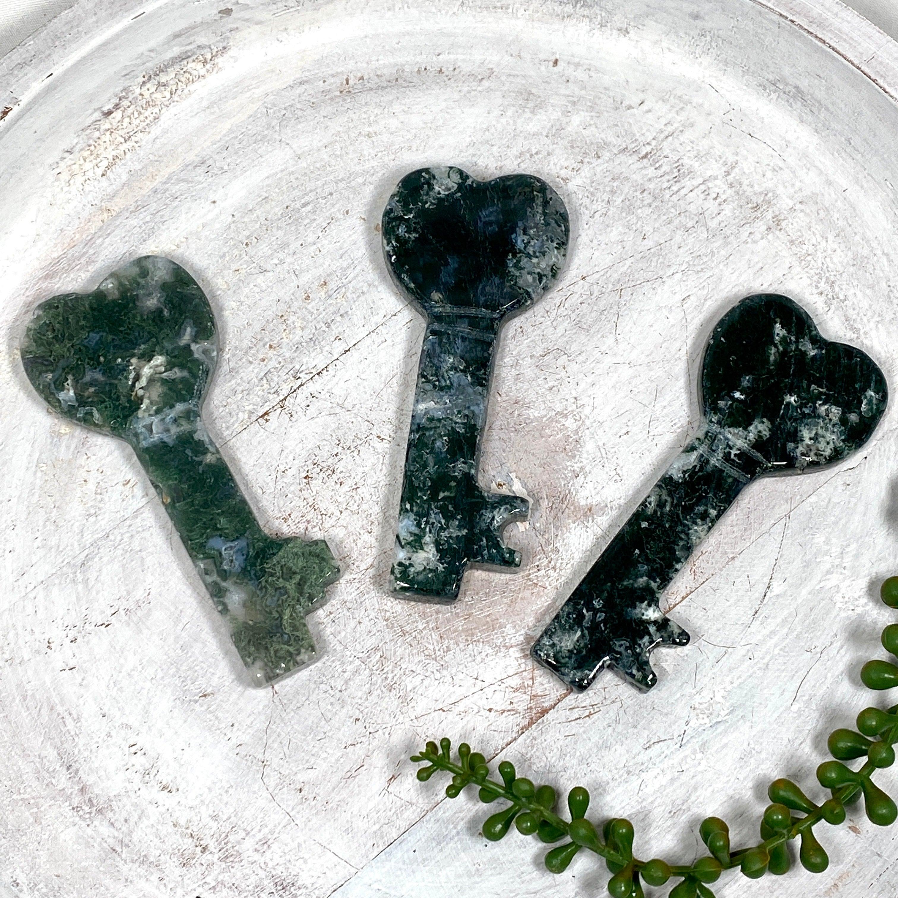 Natural Moss Agate Keychain - Handcrafted Gemstone Jewelry for Women & Men | Perfect for Gifts, Home Decor, and Everyday Carry