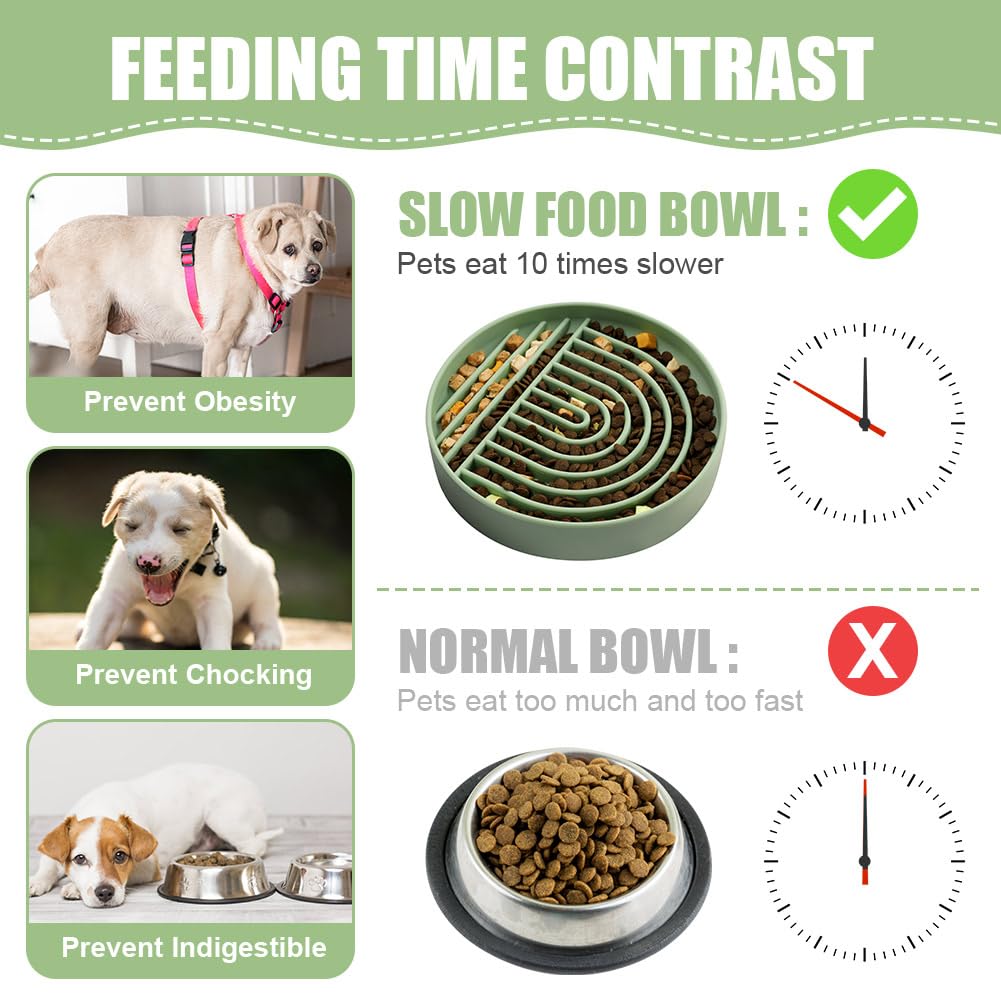 Slow Feeder Dog Bowls - Non-Slip Silicone Puzzle Bowl with Suction Cups for Dogs & Cats | Durable, Dishwasher Safe for Wet & Dry Food | Helps Slow Down Eating Speed & Prevent Bloat | Perfect for Fast Eaters, Puppies & Senior Pets