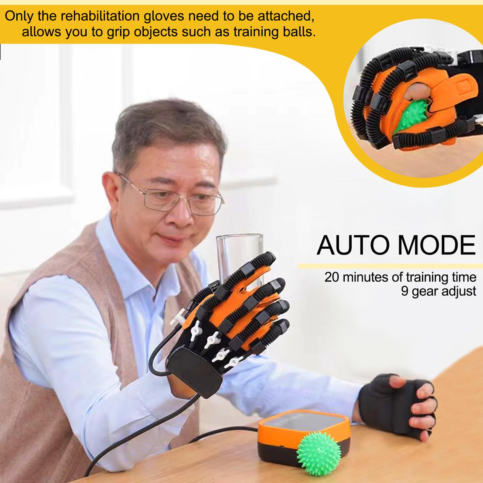Rehabilitation Robot Glove for Stroke Recovery - Hand Therapy Device with Finger Exerciser | Post-Stroke Hand Mobility Training & Daily Activity Support