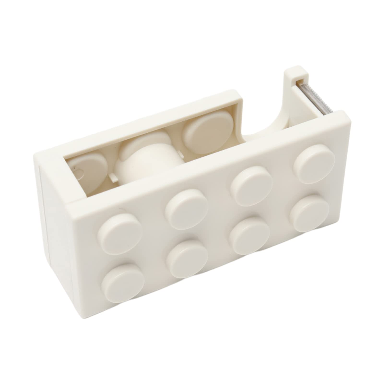 Remorui Portable Tape Dispenser - Fast Cutting DIY Sticker Dispenser with Toy Bricks Design (White) - Perfect for Office, School, Crafting & Home Organization
