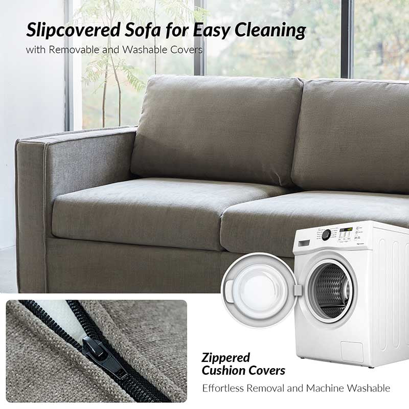Dilcia 3-Piece Slipcovered Sofa Set - Modern Living Room Furniture with Removable Covers for Easy Cleaning | Perfect for Small Spaces, Apartments & Cozy Home Decor