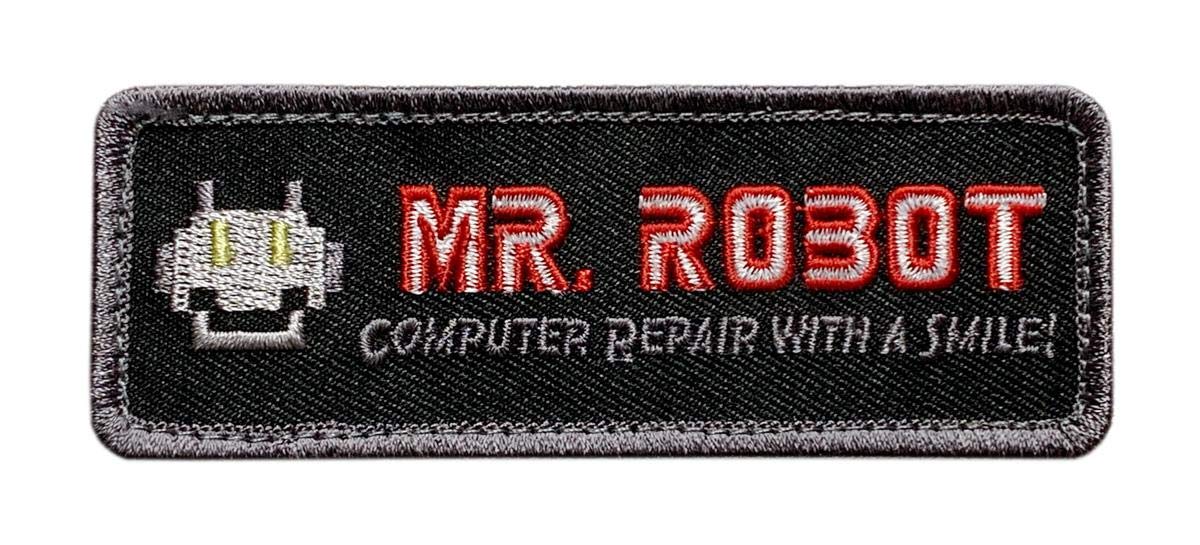 MR Robot Fsociety Computer Repair Smile Patch with Hook Fastener (MR5) - Perfect for Cosplay, DIY Costumes, and TV Show Fan Merchandise
