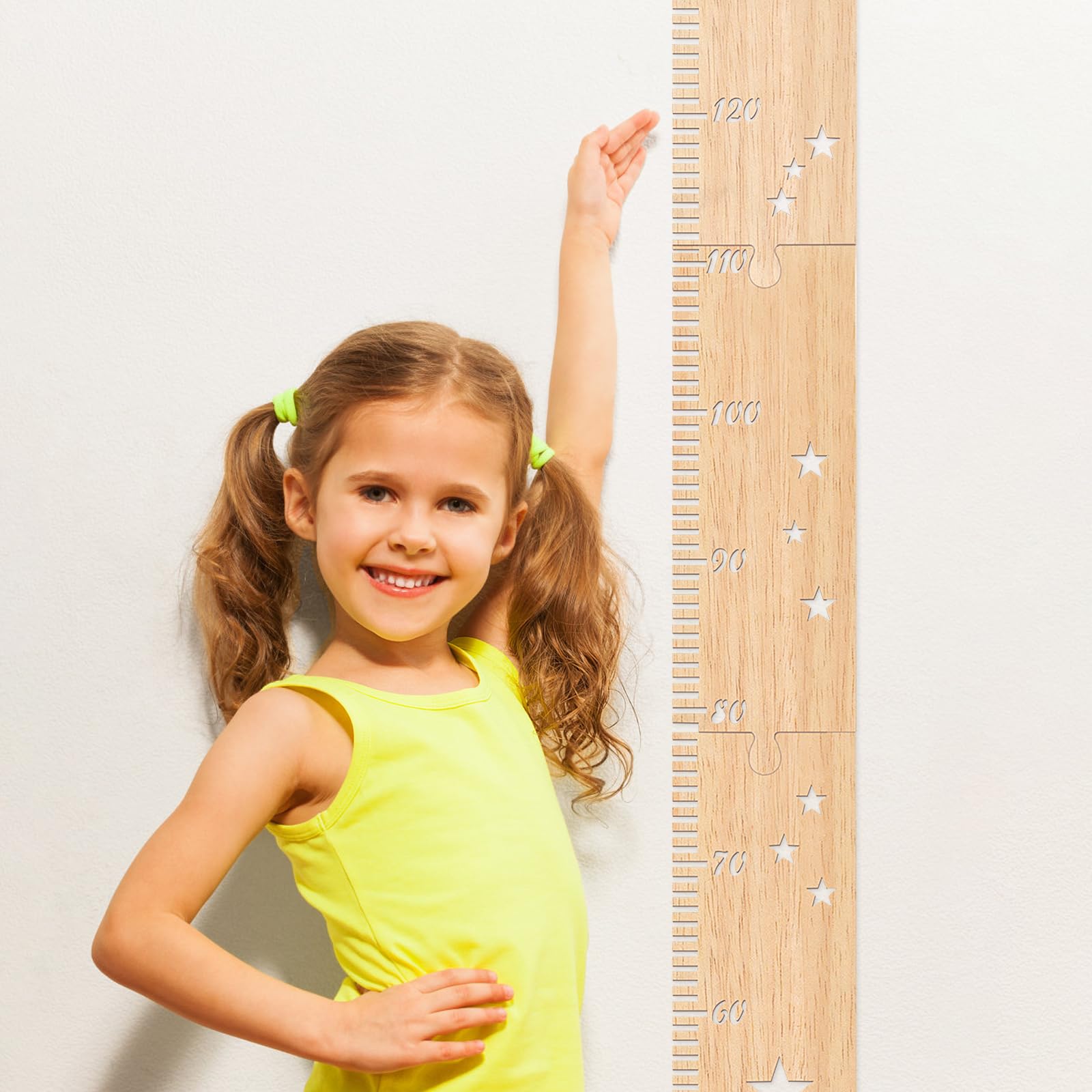 Wooden Growth Chart for Kids - Wall Mounted Height Measurement Ruler for Boys & Girls - Perfect Nursery, Bedroom, or Playroom Décor