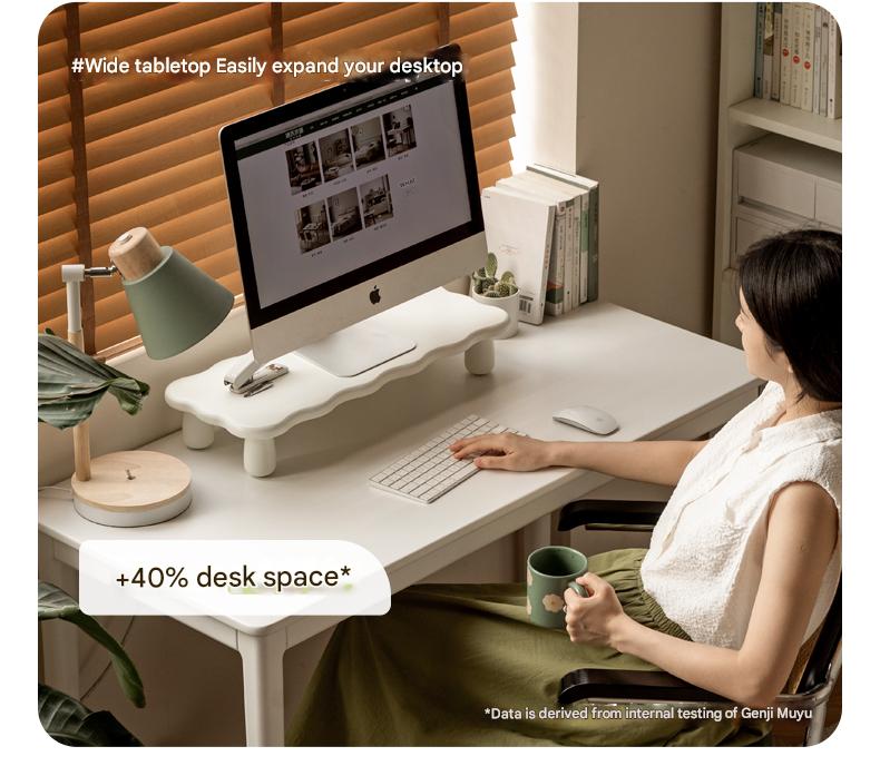 Premium Birch Solid Wood Computer Stand with Storage Shelf - Ergonomic Laptop & Monitor Riser for Home Office Desk Organization