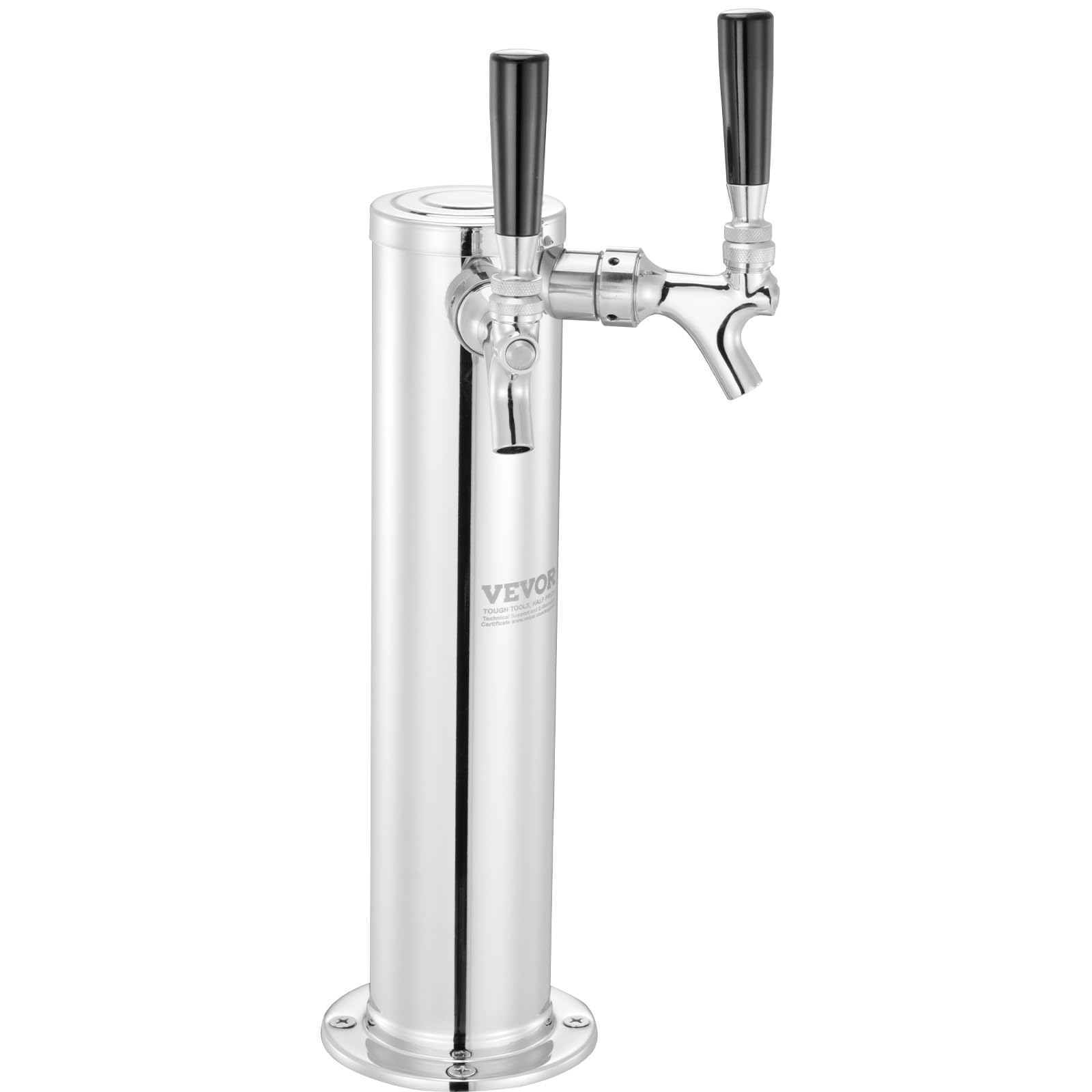 VEVOR Dual Tap Kegerator Tower Kit - Stainless Steel Beer Dispenser with CGA320 Regulator & D-System Coupler for Home Bars, Parties & Commercial Use | Perfect for Draft Beer Serving & Entertaining
