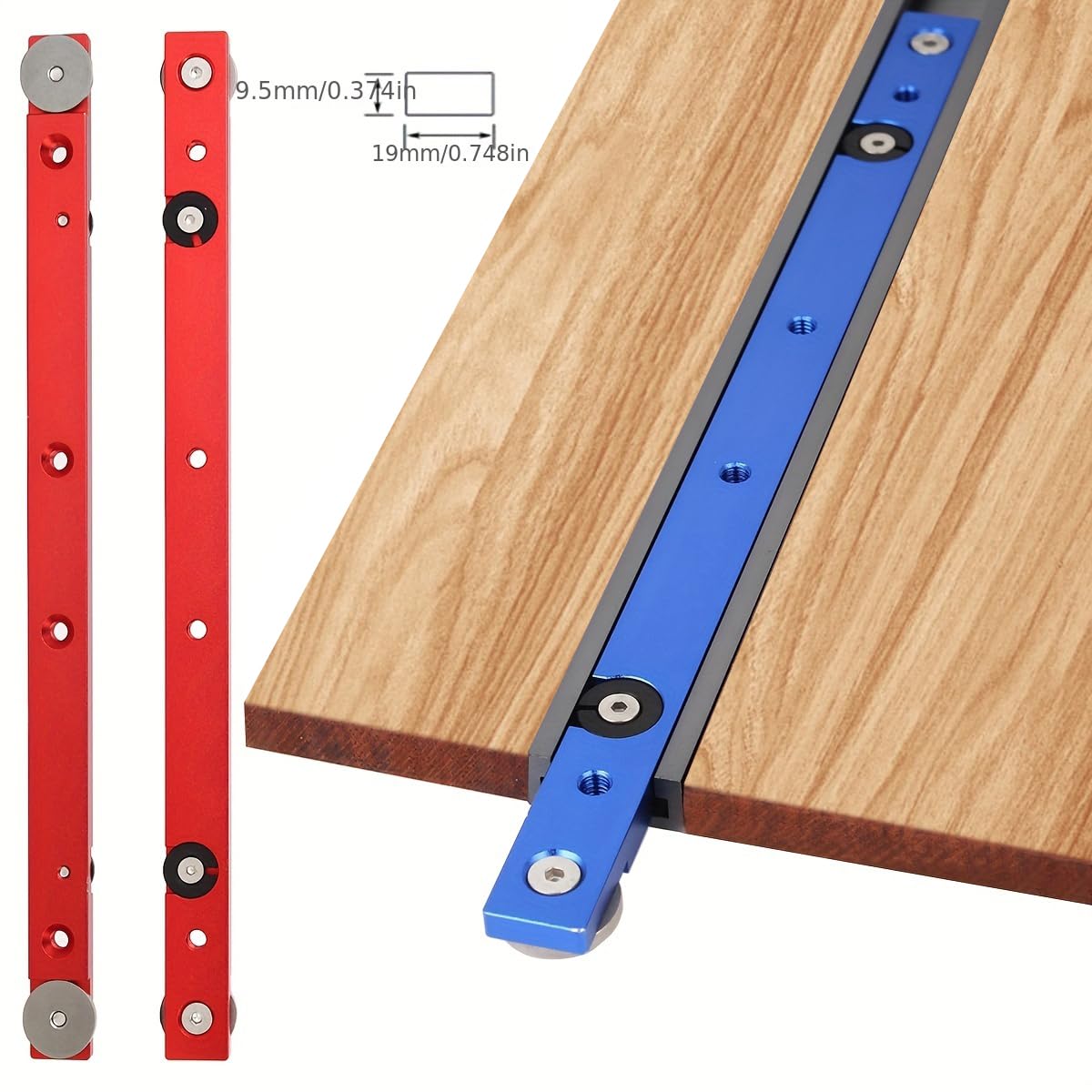 Aluminum Alloy Miter Bar Clamping Tool - 300mm T-Slot Track Rail for Router Tables & Woodworking | Precision Slider for Table Saw Gauge Rod | DIY Woodworking Projects & Cabinet Making Accessories (Red)