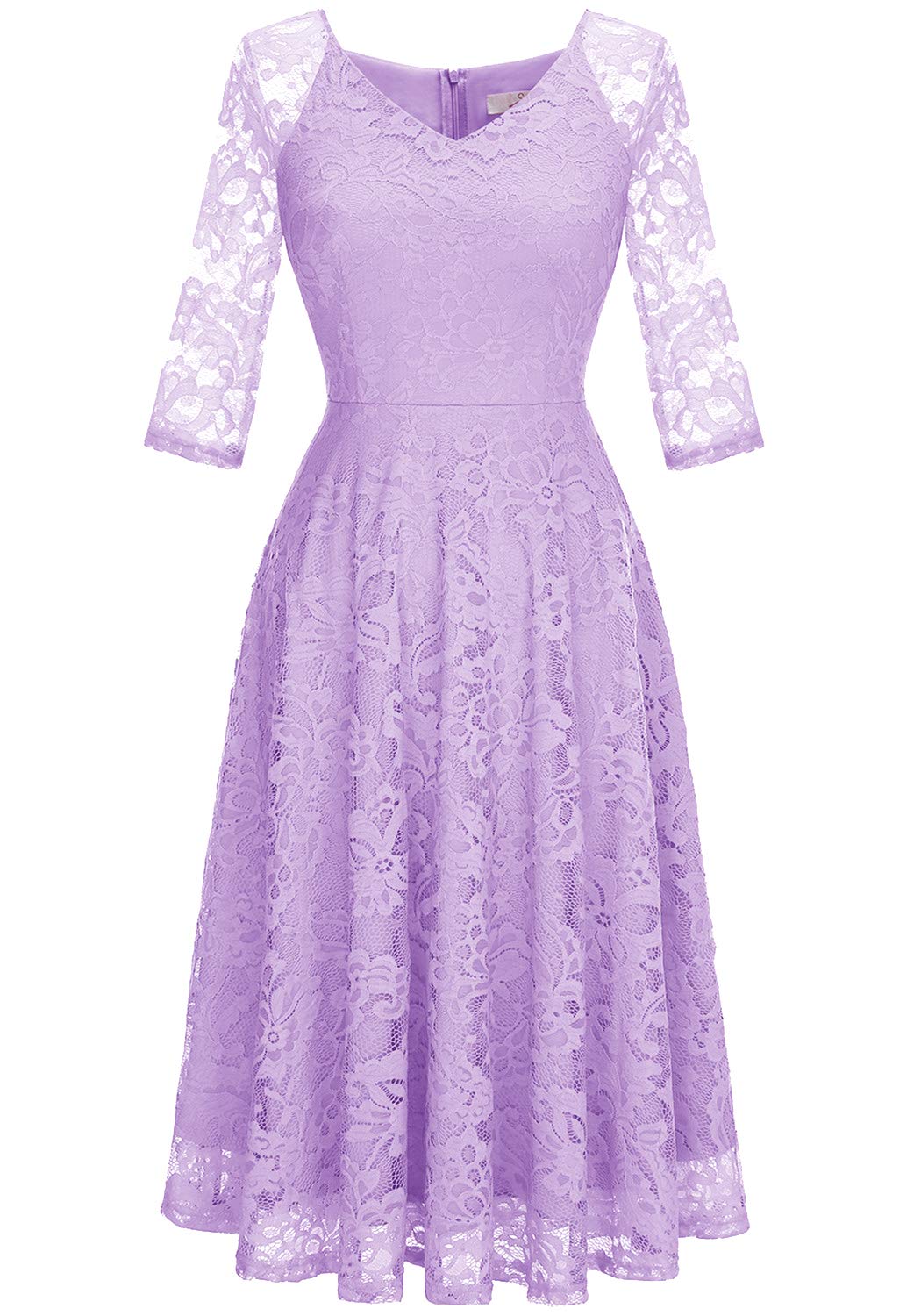 Elegant Long-Sleeve Lace Wedding Guest Dress for Women - A-Line Formal Cocktail Party Midi Dress & Prom Gown | Perfect for Weddings, Galas, Evening Events and Special Occasions