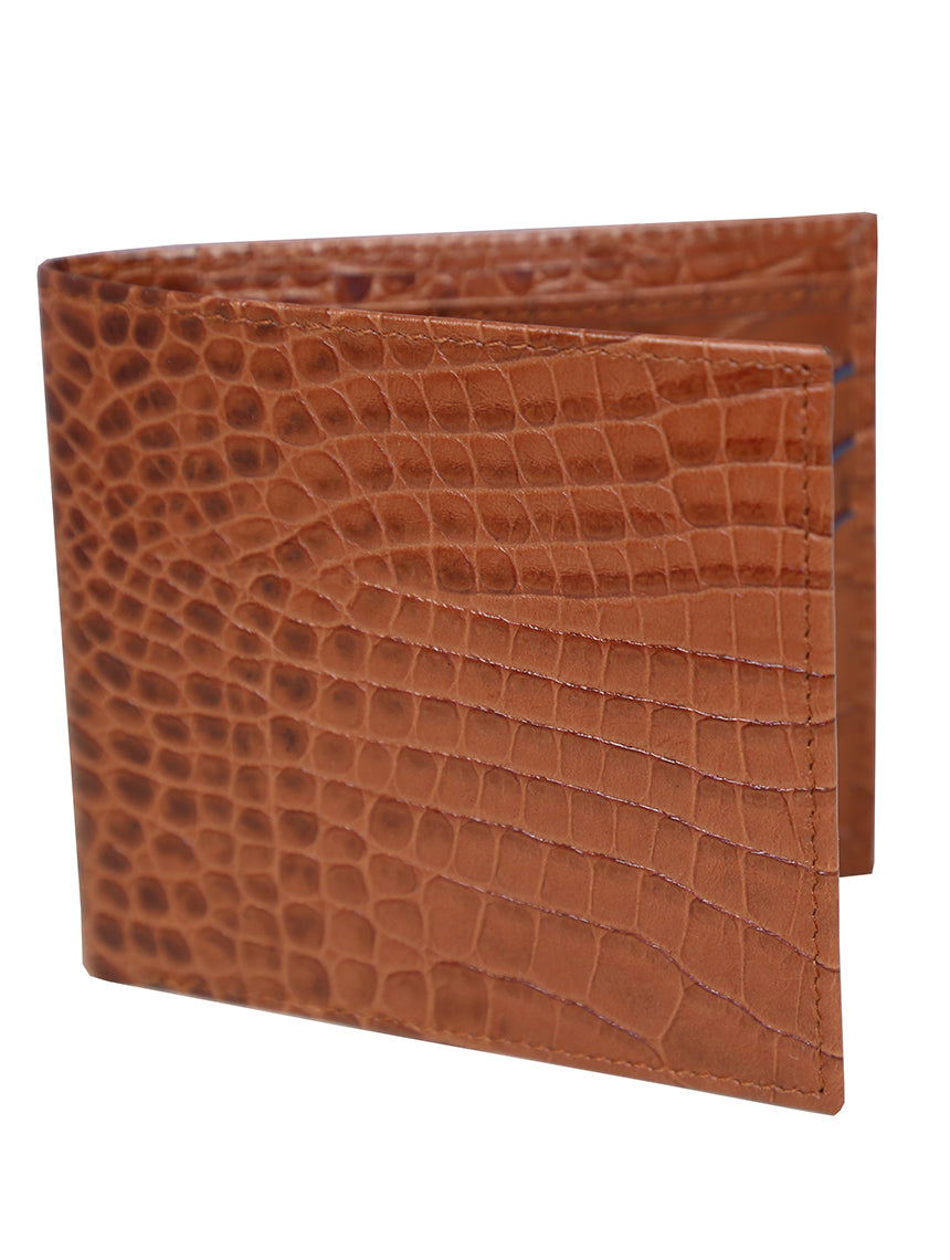 DÉCLIC Portofino Genuine Leather Bi-Fold Wallet for Men - Tan & Navy - Slim RFID Blocking Wallet for Everyday Use & Travel
