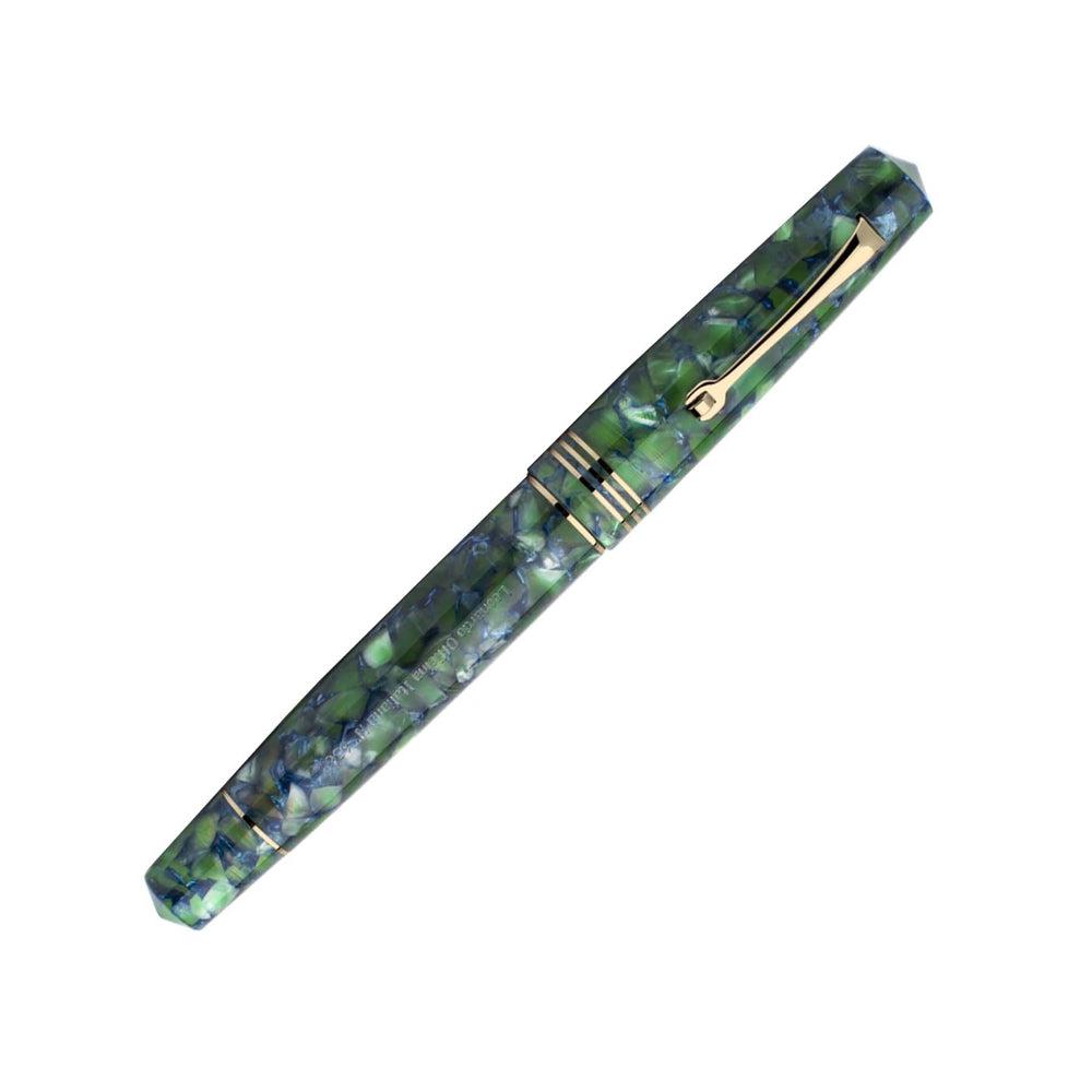 Leonardo Fountain Pen Momento Zero 14K Gold Nib - Premium Green & Blue Iridescent Luxury Writing Instrument for Professionals, Collectors & Gift Giving - Perfect for Signatures, Calligraphy & Elegant Note-Taking