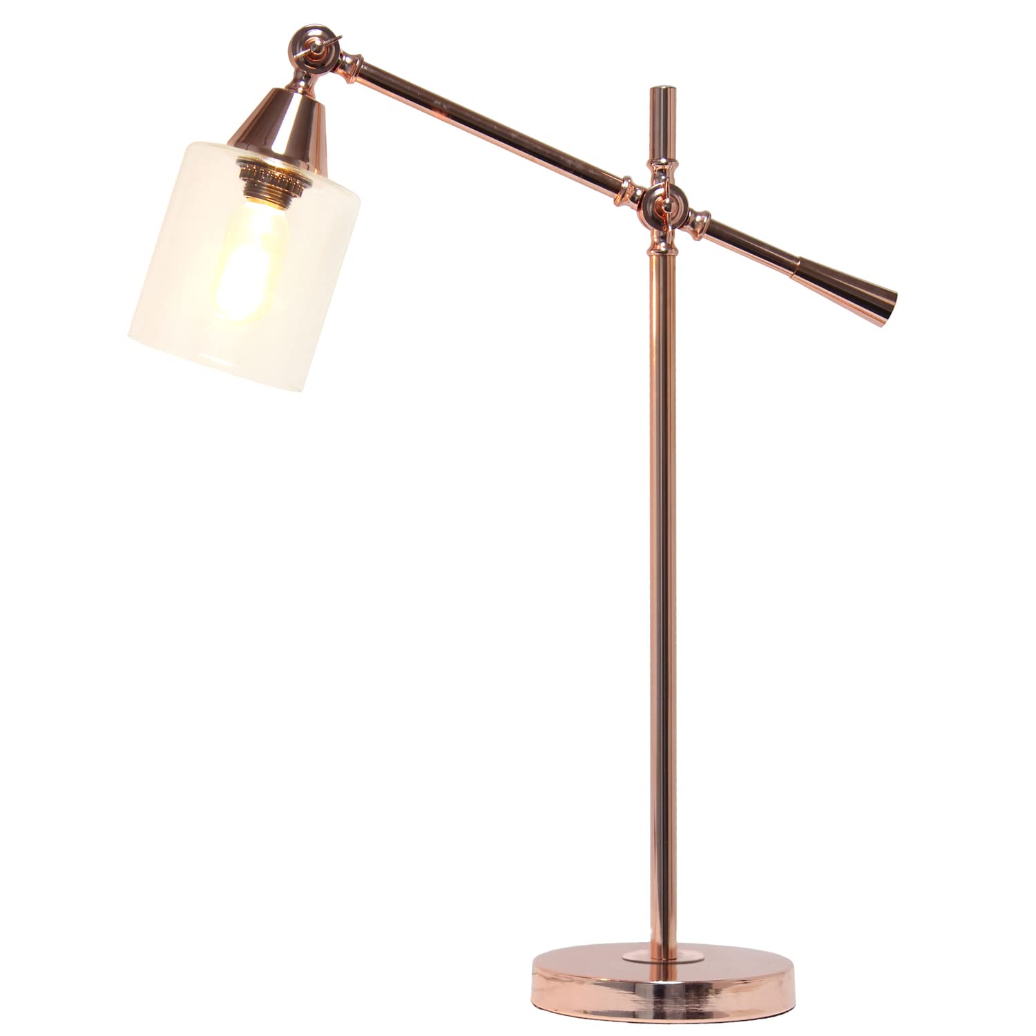 Adjustable Desk Lamp with Flexible Gooseneck - Rose Gold Finish for Home Office, Study, and Reading