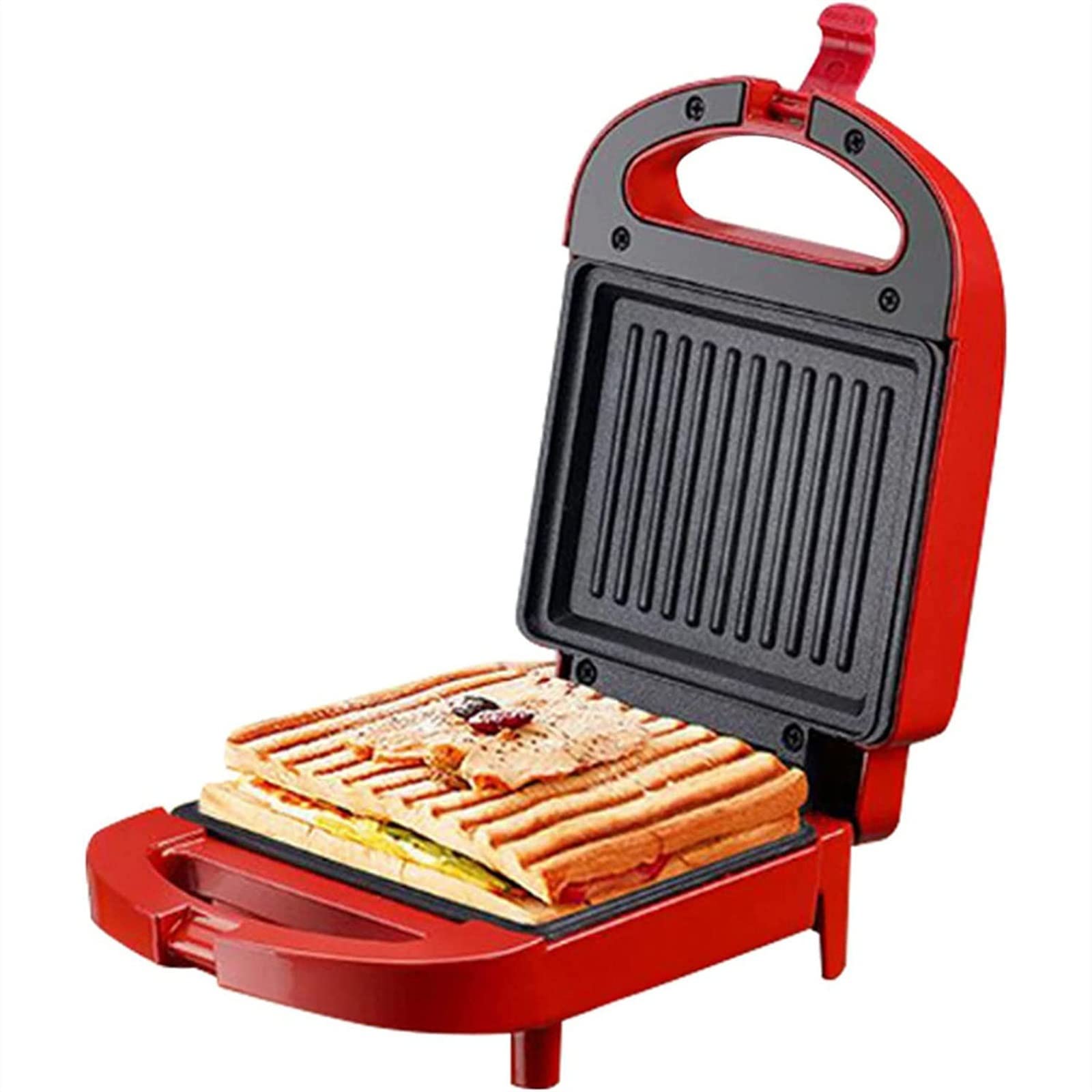 Electric Sandwich Maker with Non-Stick Plates - 600W Indoor Grill for Kitchen & Dorm - Easy to Clean & Store - Perfect for Grilled Cheese, Egg, Bacon & Steak - Ideal for Breakfast, Quick Meals & College Dorm Cooking