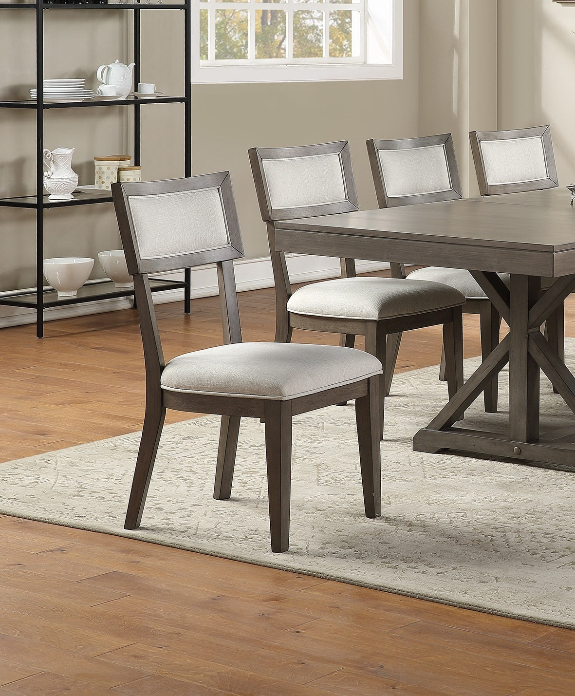 Modern Solid Wood & Veneer Dining Chairs Set of 2 - Cream Upholstered Seat & Back - Perfect for Kitchen, Dining Room, and Breakfast Nook