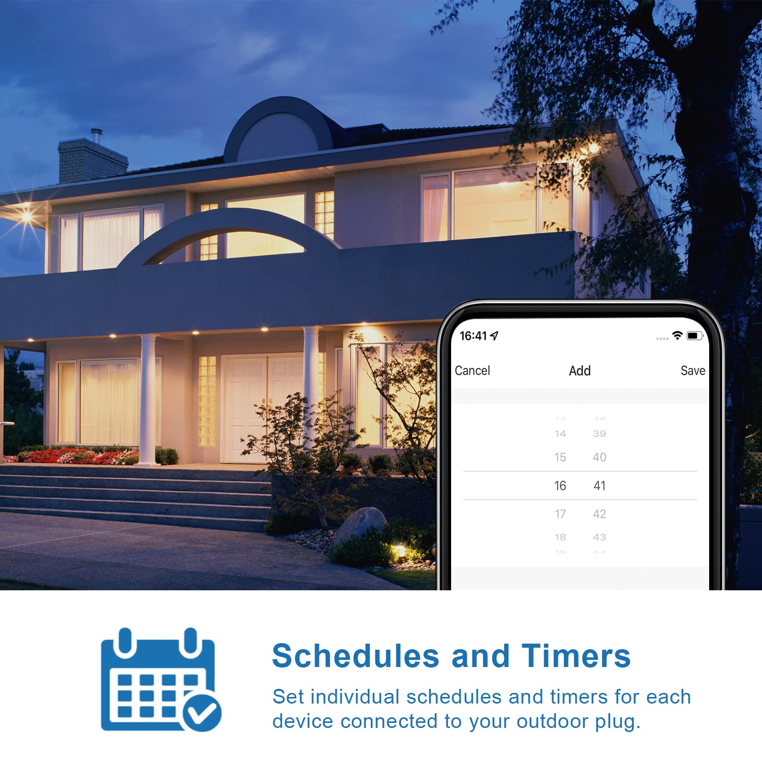New Outdoor Smart Plug with Dual Outlets - 2.4G WiFi, Alexa & Google Home Compatible, IP65 Waterproof, ETL FCC Certified (125V 15A) - Perfect for Patio Lights, Pool Pumps & Holiday Decorations