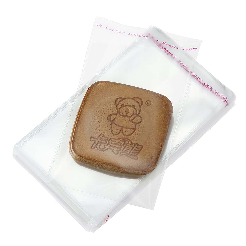 200PCS 4x6 Inch Clear Cellophane Bags - Self Sealing Resealable Adhesive Plastic Bags for Cookies, Candy, Gift Packaging - Perfect for Bakery Treats, Party Favors & Small Item Storage