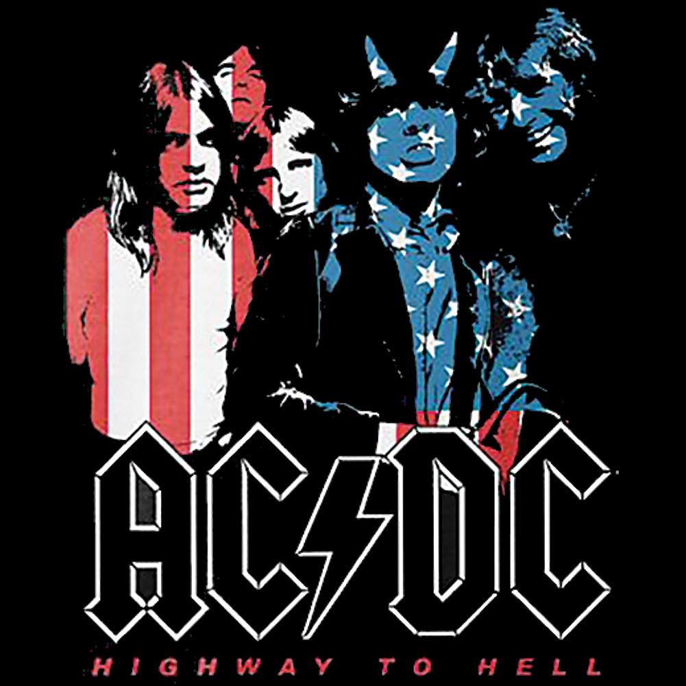 Highway to Hell AC/DC Album Cover Tour Men's Black T-Shirt (Large) - Vintage Rock Band Merch for Concerts & Casual Wear