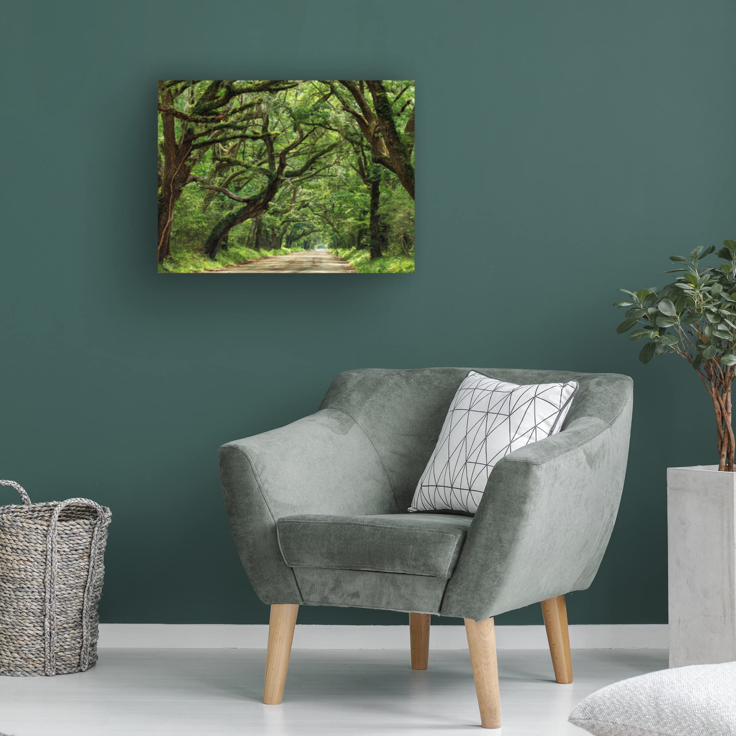 James McLoughlin 'Canopy Road IV' 18x24 Canvas Wall Art Print - Nature Landscape Painting for Living Room, Bedroom & Office Decor