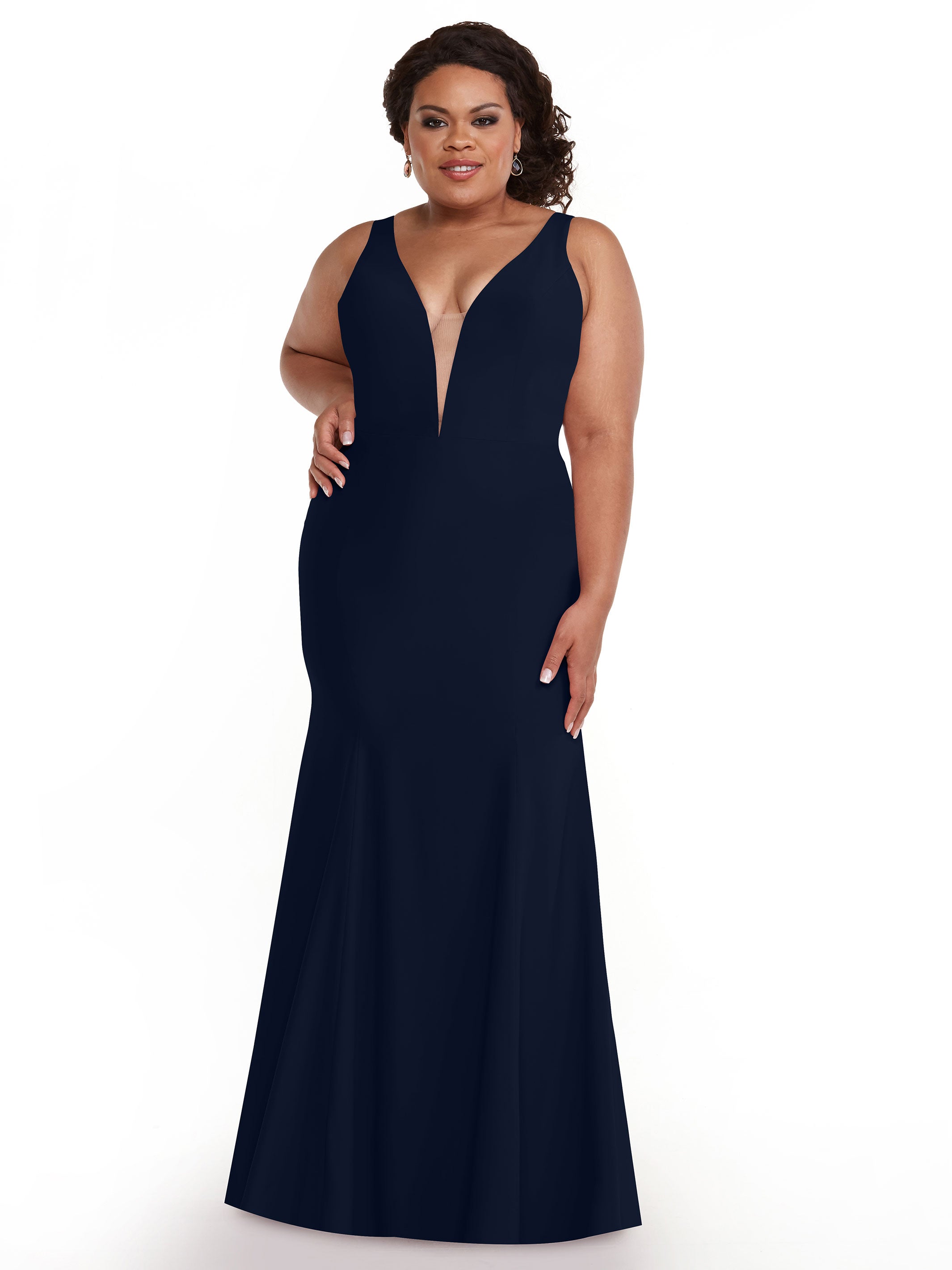 Elegant 83010 Mermaid Stretch Chiffon Bridesmaid Dress with Plunging V-Neckline - Perfect for Beach Weddings, Formal Events & Evening Parties